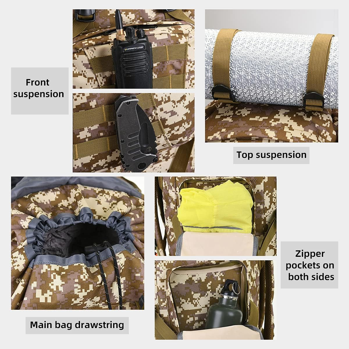 100L Camping Hiking Backpack Molle Rucksack Military Camping Backpacking Daypack