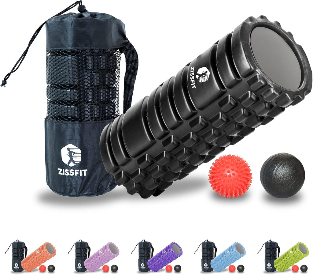 Foam Roller with Massage Balls, Back Roller for Back Pain, Muscles, and Deep Tissue Exercise, High Density EVA Material Massage Roller for Physio-Therapy, Body Fitness and Myofascial Release (Black)