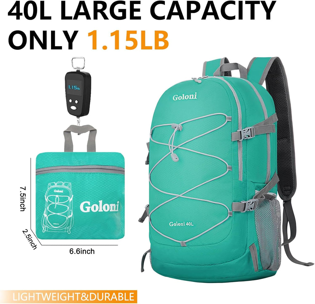 Ultra Lightweight Packable Backpack 40L - Foldable Hiking Backpack Water Resistant Small Foldable Daypack for Travel,Sky Blue