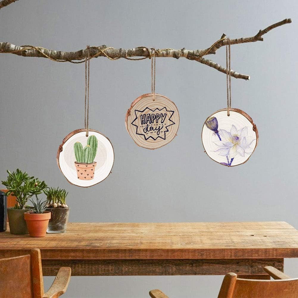 Wood Slices, 36 Pcs 7-8 Cm Natural Unfinished Wooden Circles Wooden Rounds for Art Creation DIY Crafts Wedding Decorations Christmas Ornaments