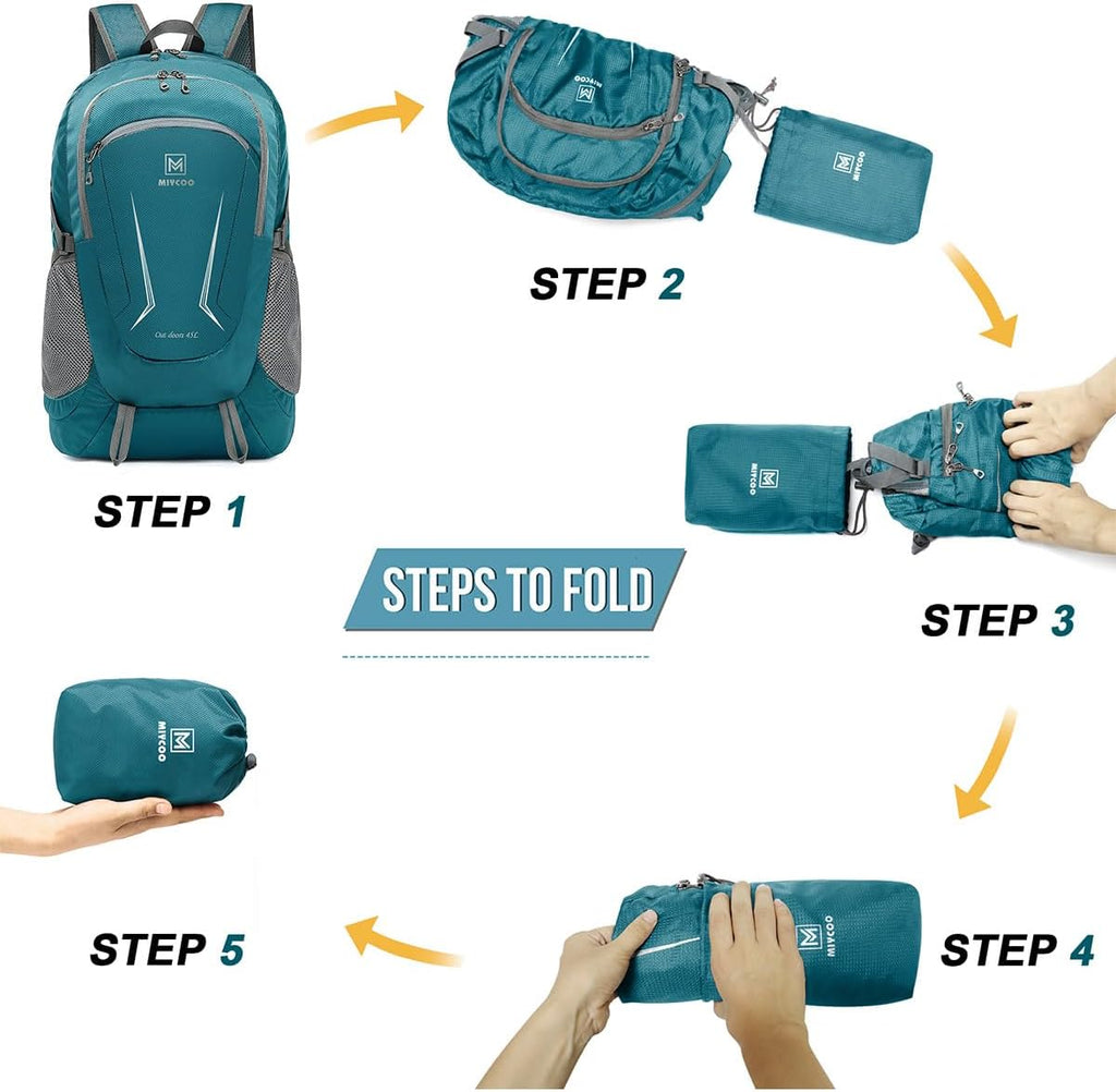 Lightweight Backpack for Men Women - Packable Hiking Travel Backpack - Foldable Outdoor Camping Daypack Blue