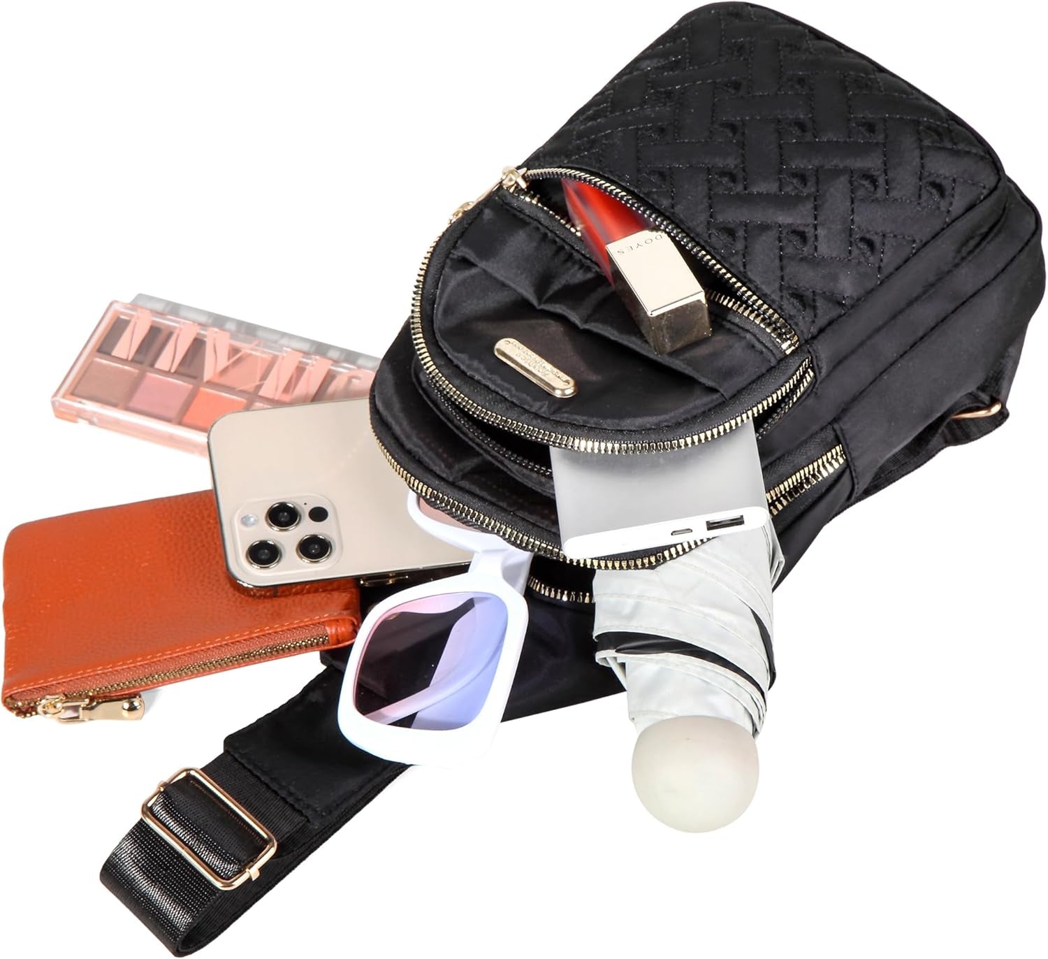 Small Sling Backpack Crossbody Sling Bag Fanny Pack Cross Body Bag for Outdoors Hiking Traveling - Black