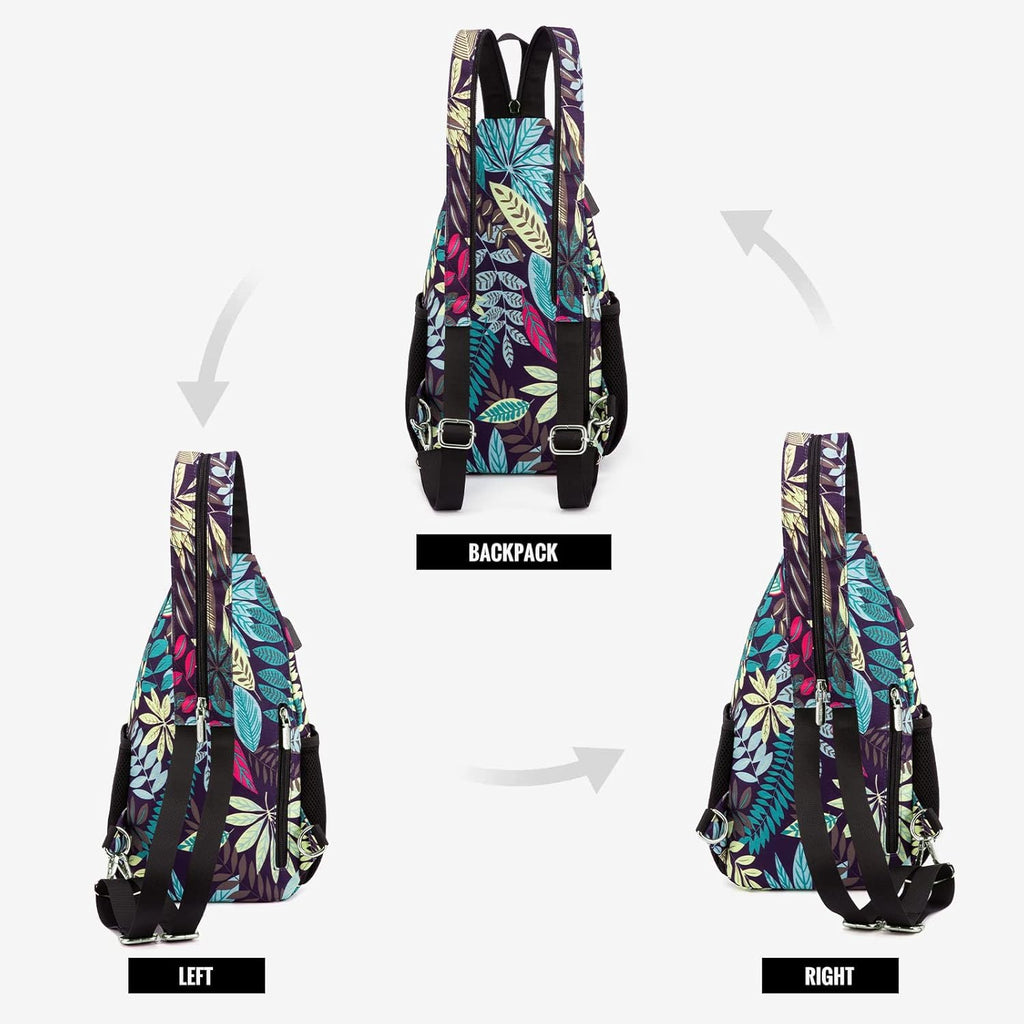 Sling Bag for Women Casual Daypack Nylon Crossbody Sling Backpack Travel Shoulder Bag Hiking Daypack