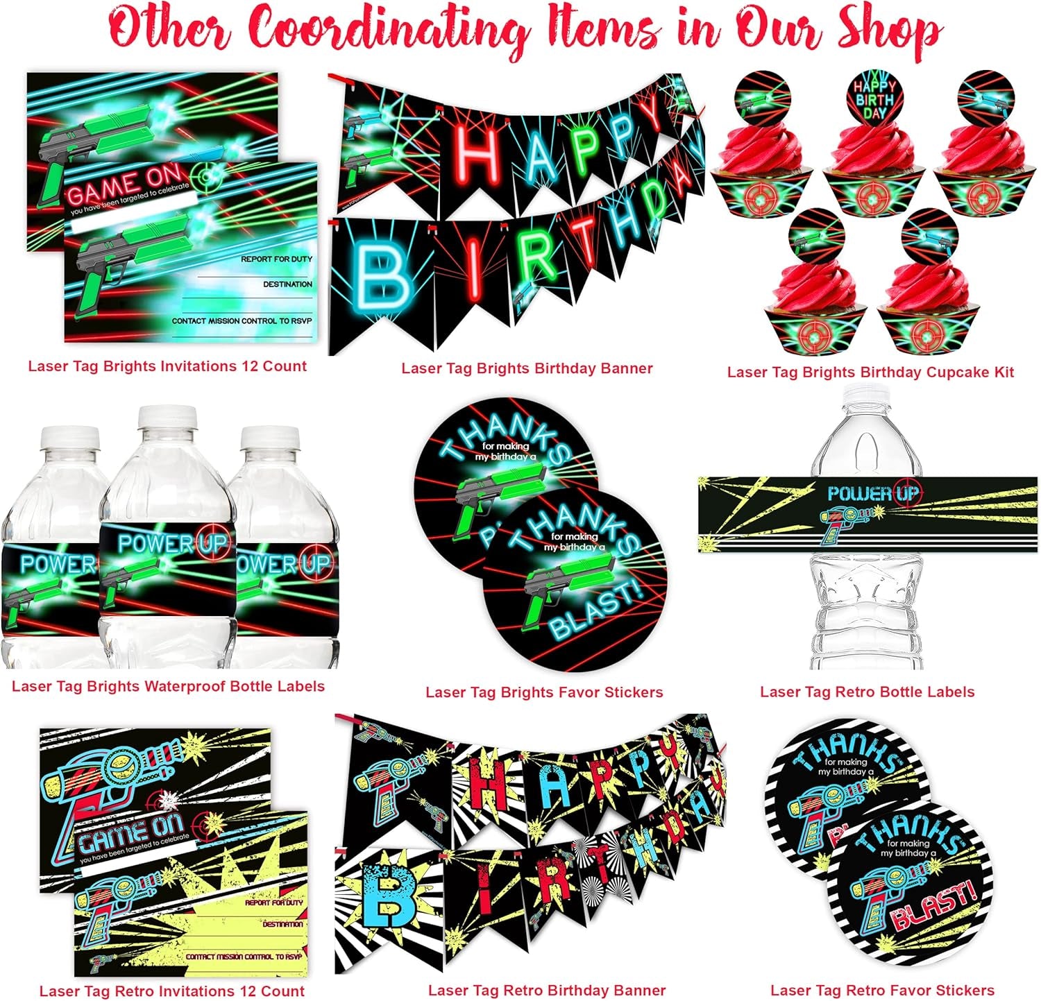 Laser Tag Happy Birthday Banner Pennant - Laser Tag Party Supplies - Laser Tag Decorations - Brights Banner