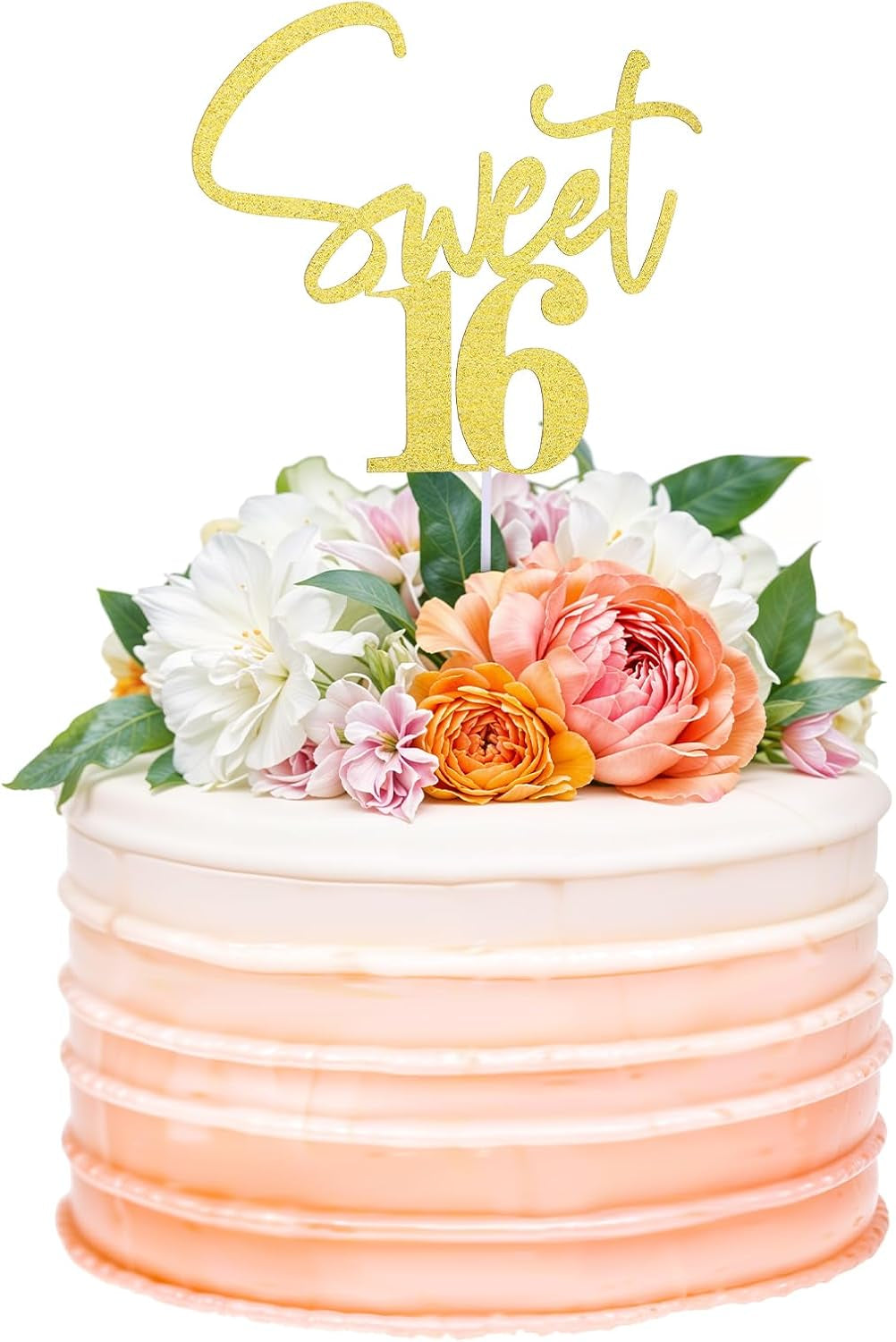 Sweet 16 Cake Topper Gold 16 Th Glitter Cake Topper 16Th Birthday Cake Topper Sweet Teenager Birthday Cake Pick, 16 Years Old Topper for Cake, Happy Sweet 16 Party Decoration Supplies