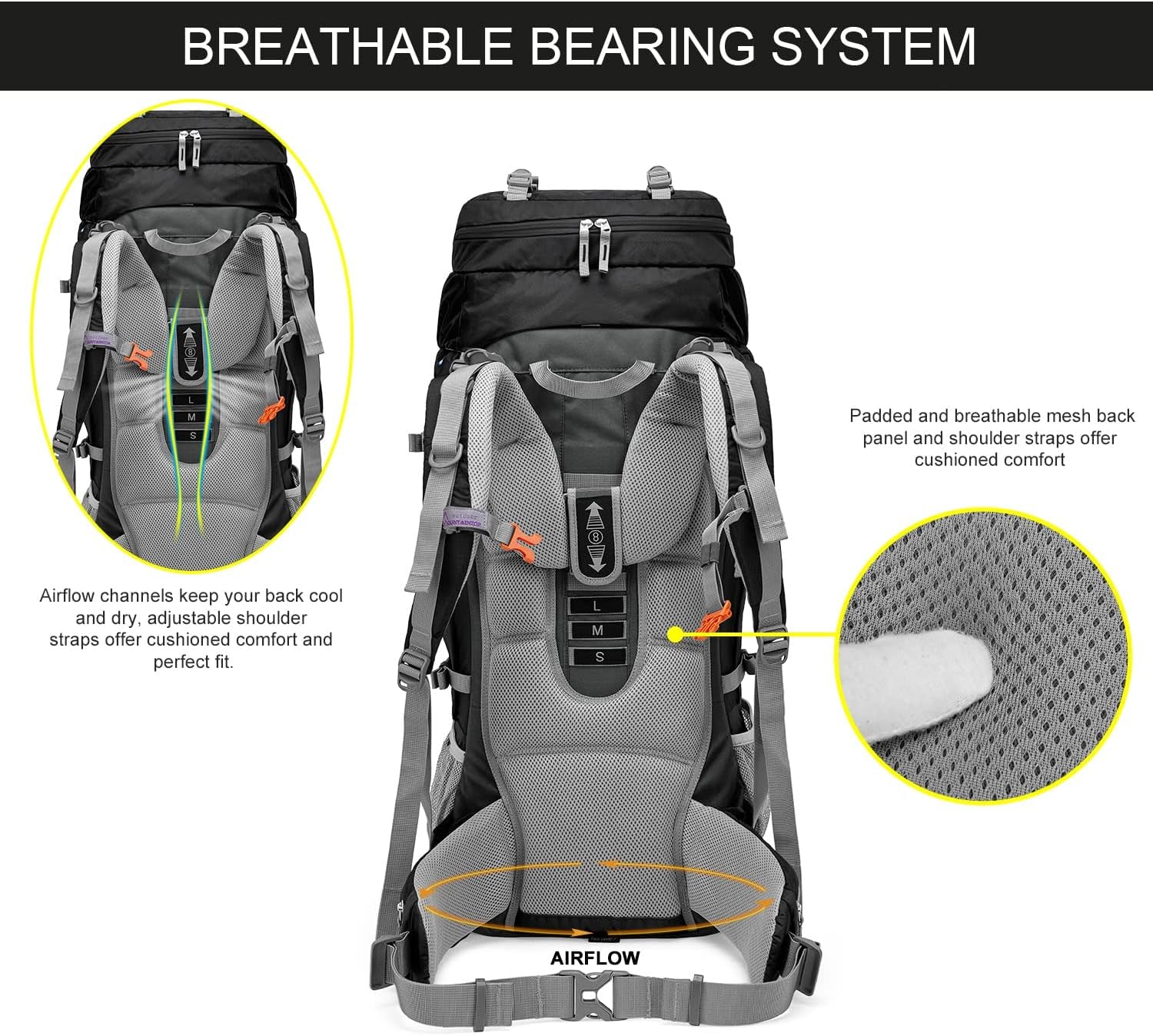 80L Internal Frame Backpack for Man & Women Backpacking Hiking Backpack with Rain Cover