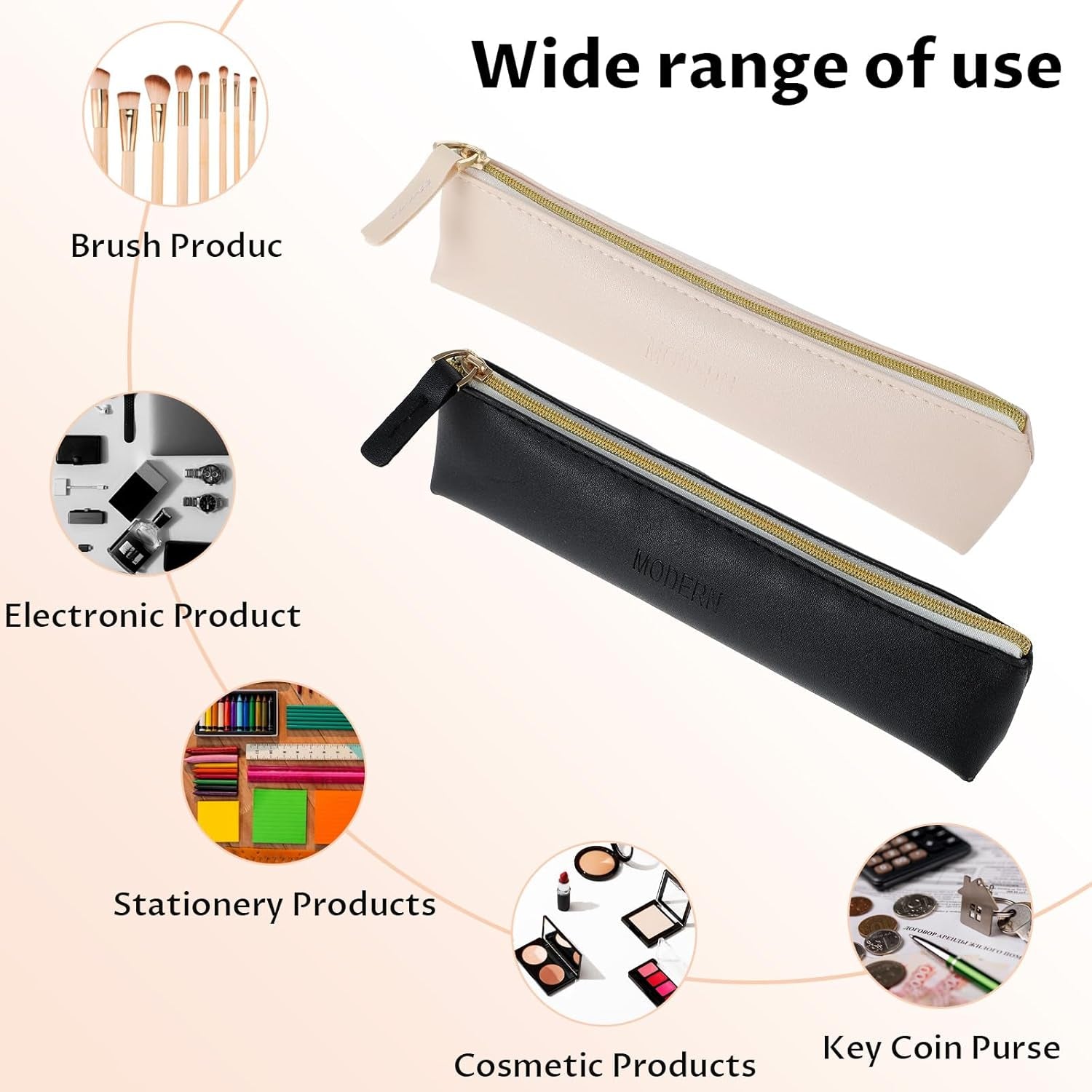 2 Pcs Portable Travel Cosmetic Bag Small Leather Makeup Pouch Slim Pencil Case Bag Waterproof Make up Bag with Zipper Mini Cosmetic Accessory Organizer for Women Girls