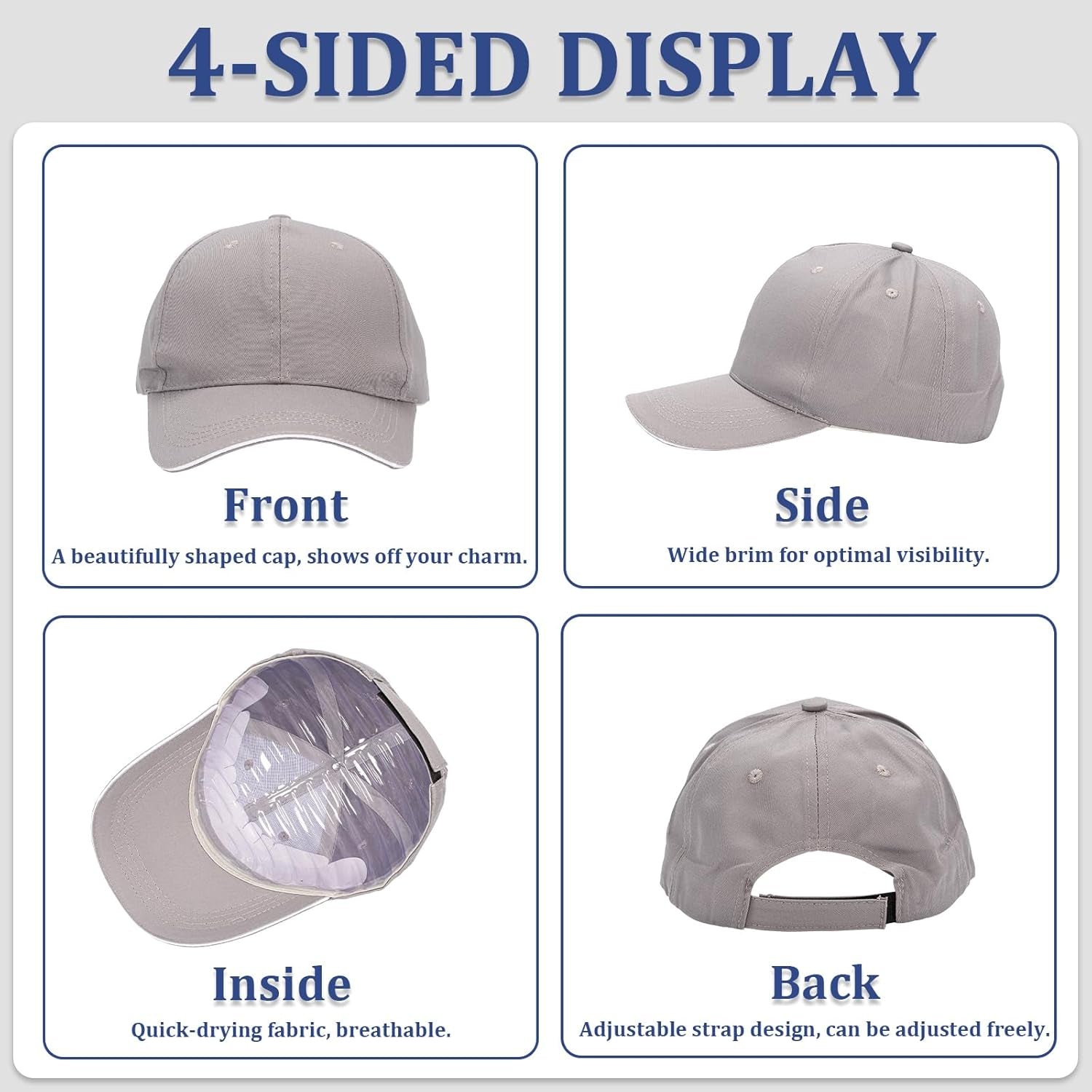 3 Pack Baseball Caps, Full Cotton Men'S Hats & Caps, Adjustment Hats for Golf Running Sports Outdoor Workouts, Blue+Grey+Black Caps