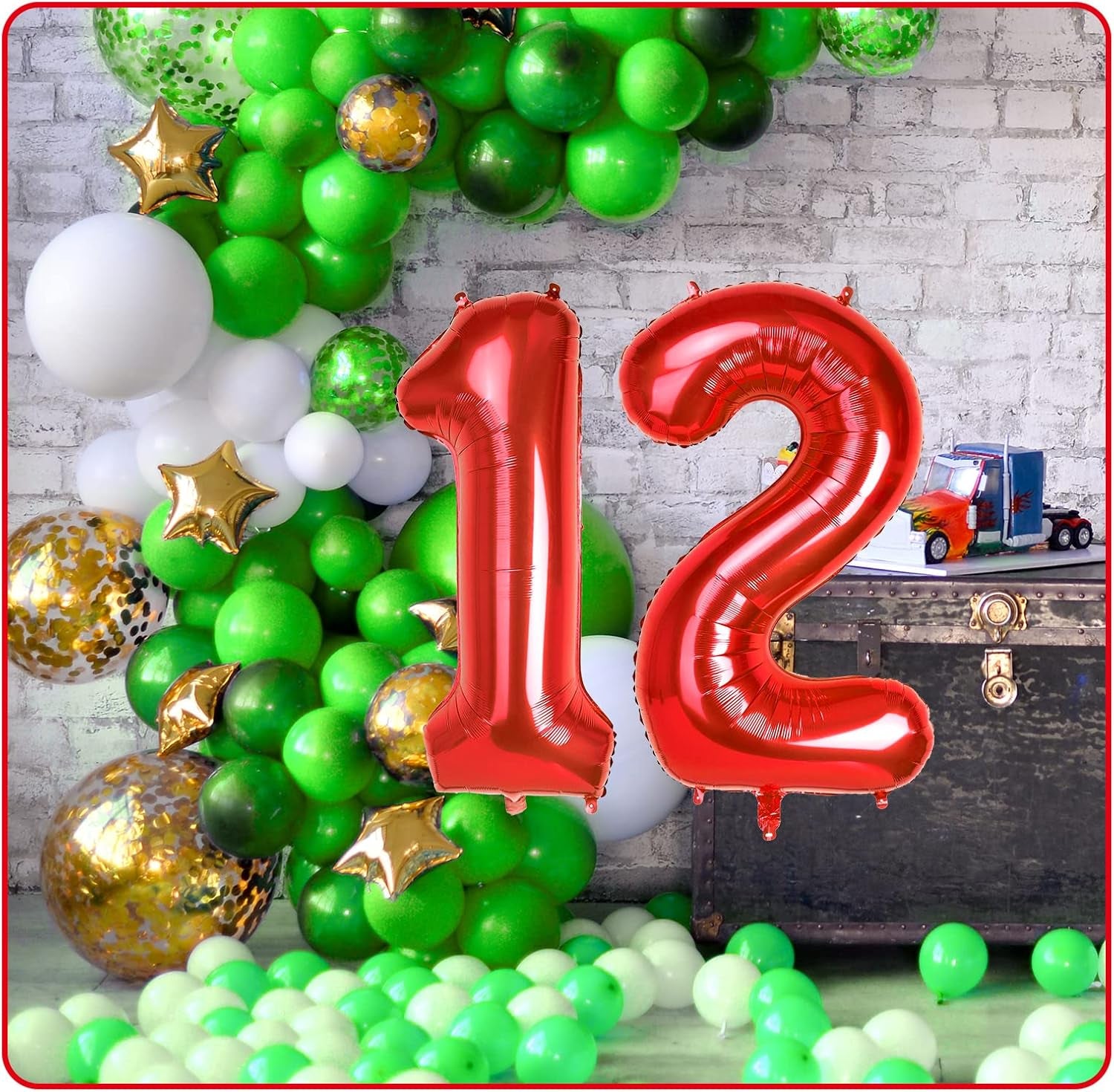 40'' Red Number 1 Balloon, Large Numbers Balloons 0-9 Helium Foil Number Balloons Self Inflating for Girls Boys Birthday Party/Anniversary Decorations/New Years Eve Decorations