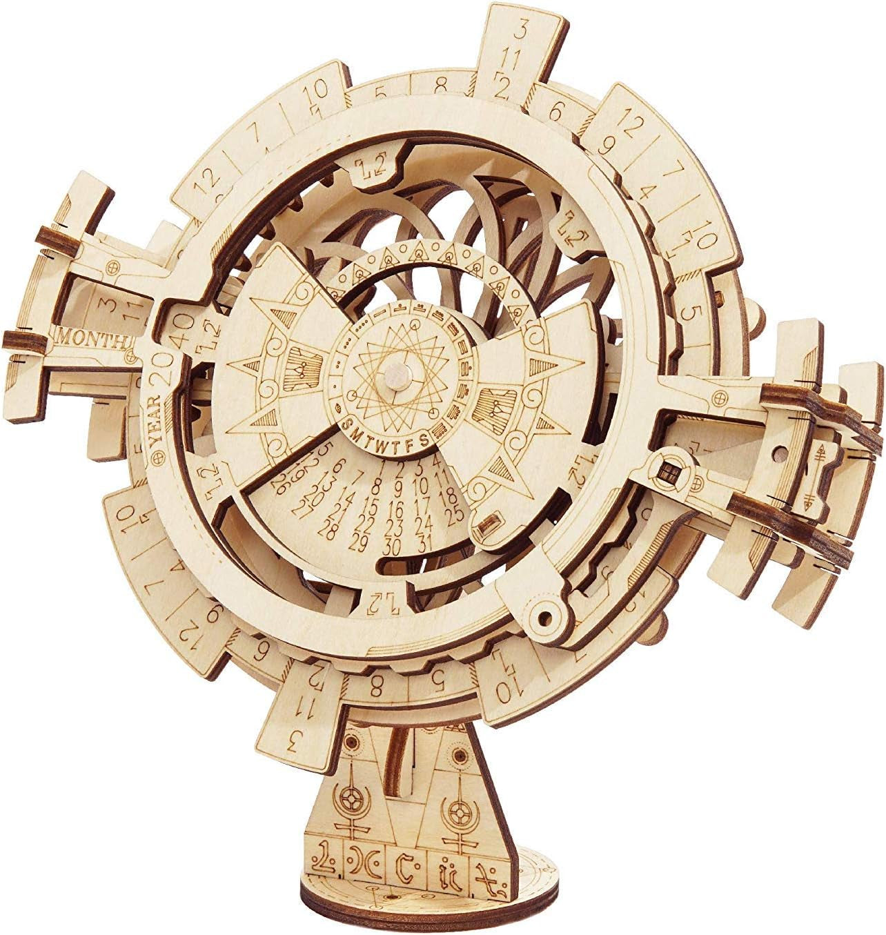 Perpetual Calendar 3D Wooden Puzzles/Mechanical Models/Propelled Model Mechanical Model Construction Kits for Teens and Adults