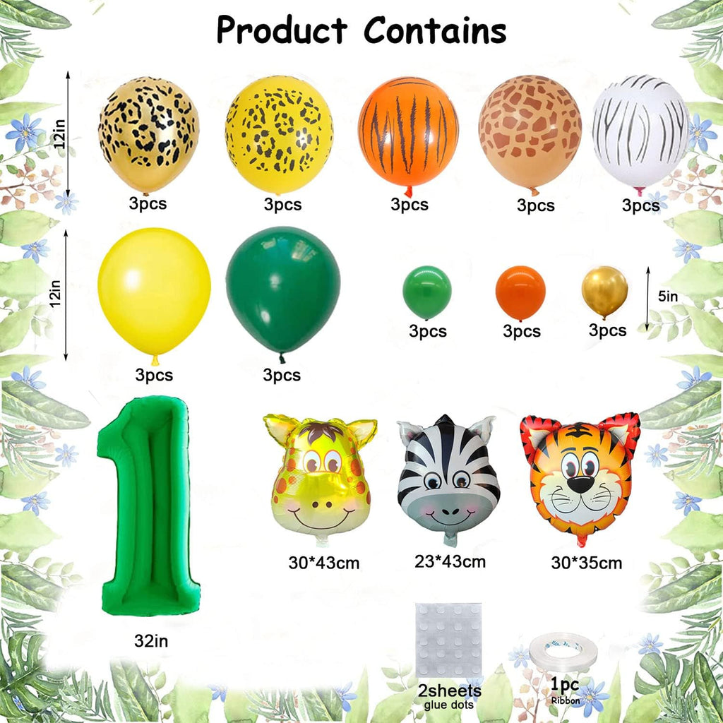 Jungle 1St Birthday Decoration - Wild One, Giraffe & More Balloons