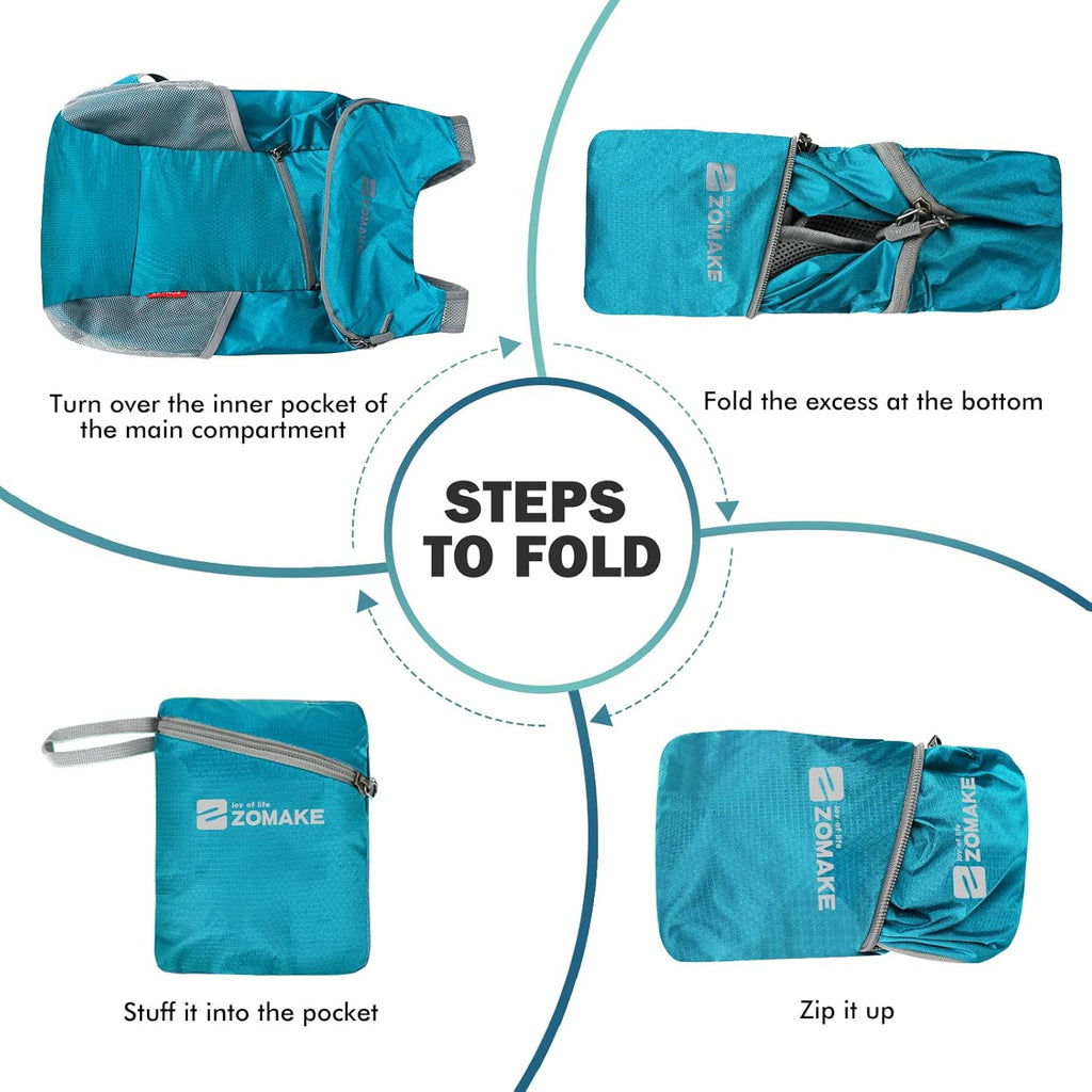 Lightweight Packable Backpack 14L - Foldable Backpack Small Daypack Hiking Backpack Water-Resistant Day Bag for Travel(Dark Green)