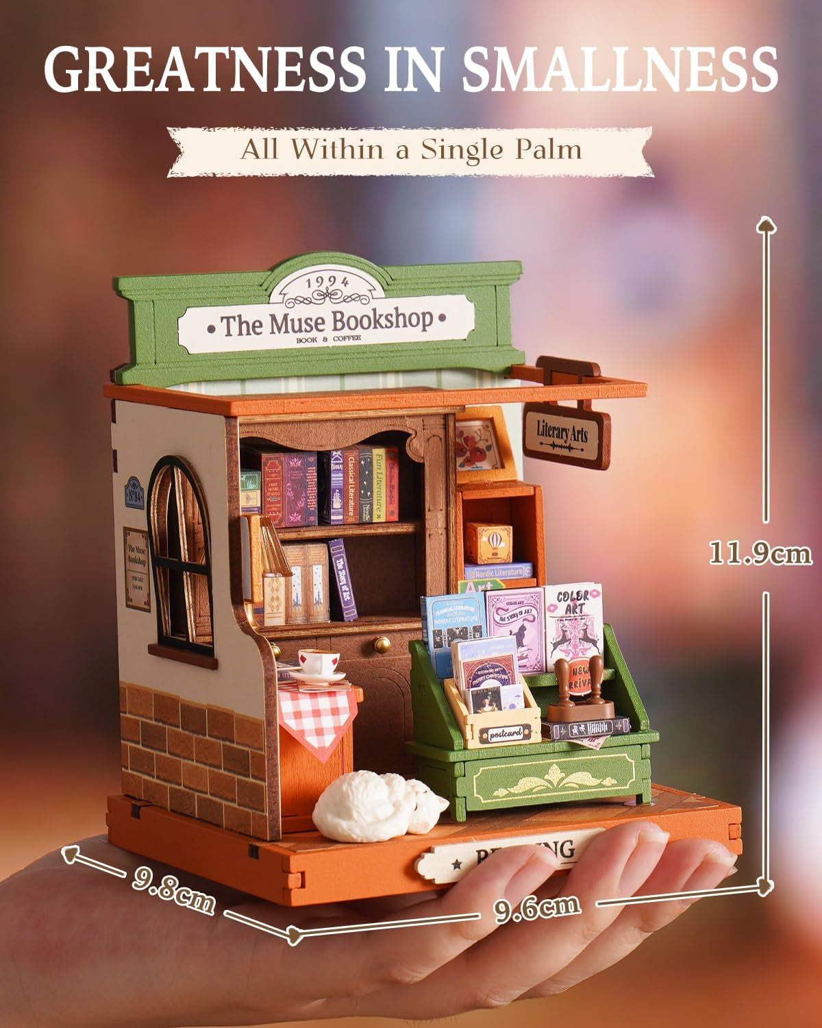 DIY Miniature House Kit Model Kits for Adults to Build Home Desk Bookshelf Decoration the Muse Bookshop Craft Kits for Adults Gift Idea for Girls Boys Kids DS040