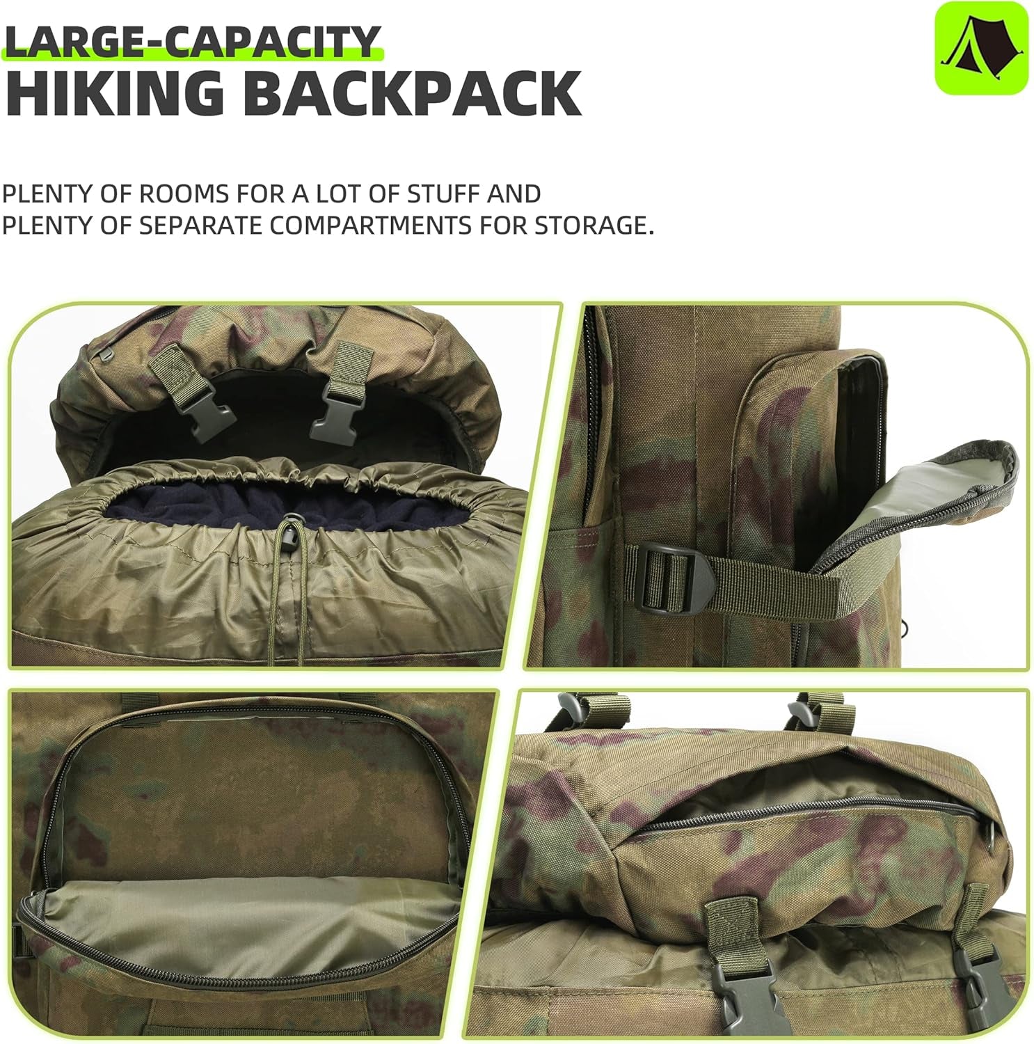 100L Camping Hiking Backpack Molle Rucksack Military Camping Backpacking Daypack