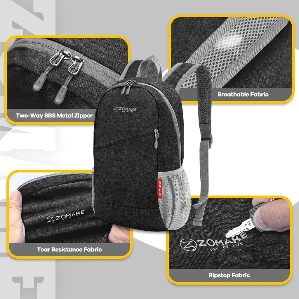 Ultra Lightweight Packable Backpack 10L, Small Daypack Light Foldable Backpacks Water Resistant Day Bag for Hiking(Black)