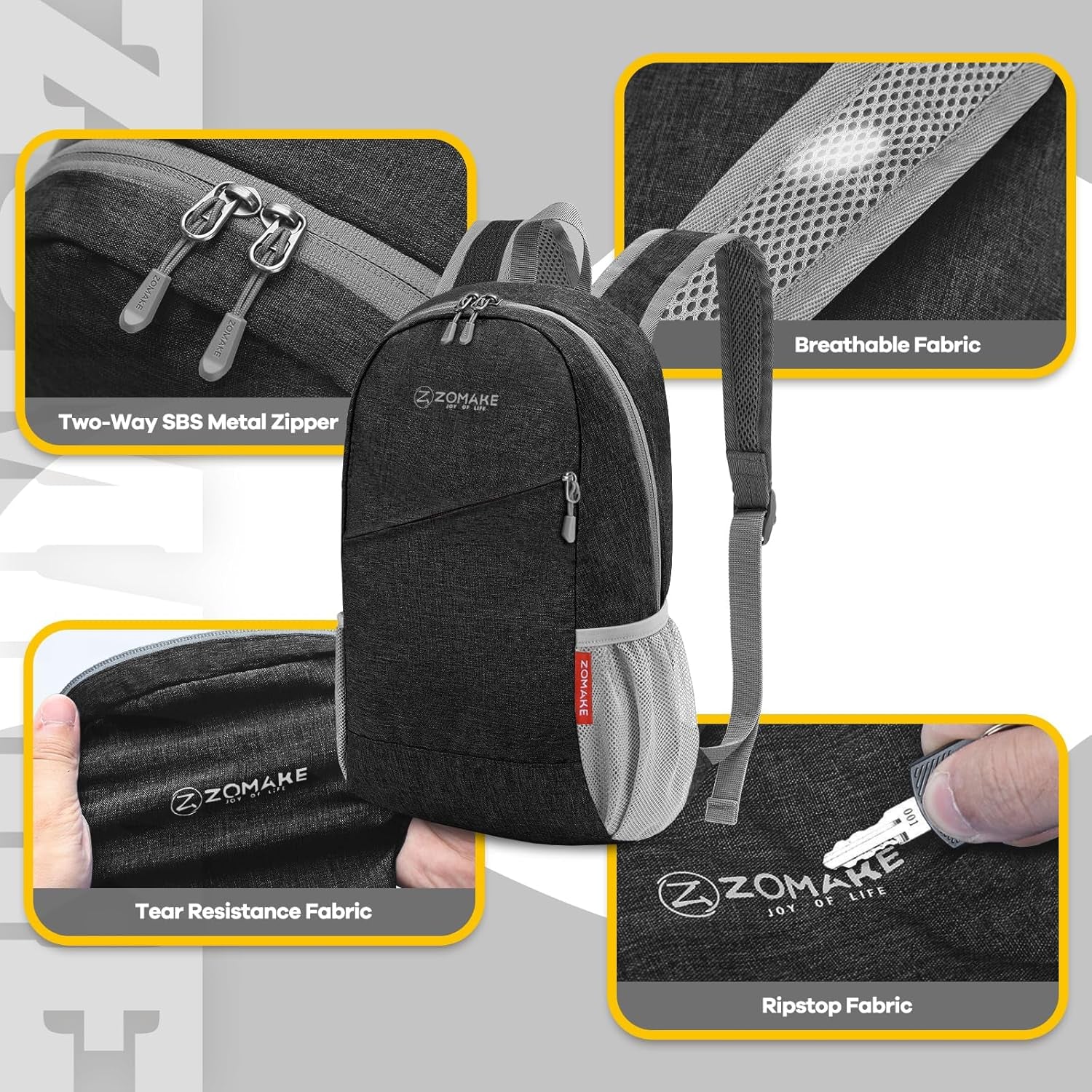 Ultra Lightweight Packable Backpack 10L, Small Daypack Light Foldable Backpacks Water Resistant Day Bag for Hiking(Black)