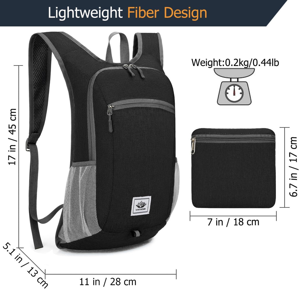 Small Daypack 15L Hiking Backpack Packable Lightweight Travel Day Pack Casual Foldable Shoulder Bag for Women Men