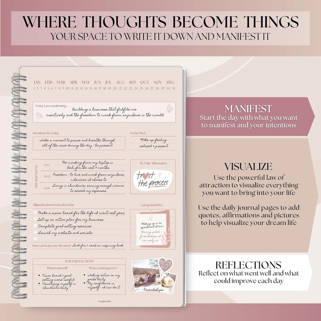 Manifestation Journal | Law of Attraction Daily Planner to Manifest Your Dream Life - A5 Lux