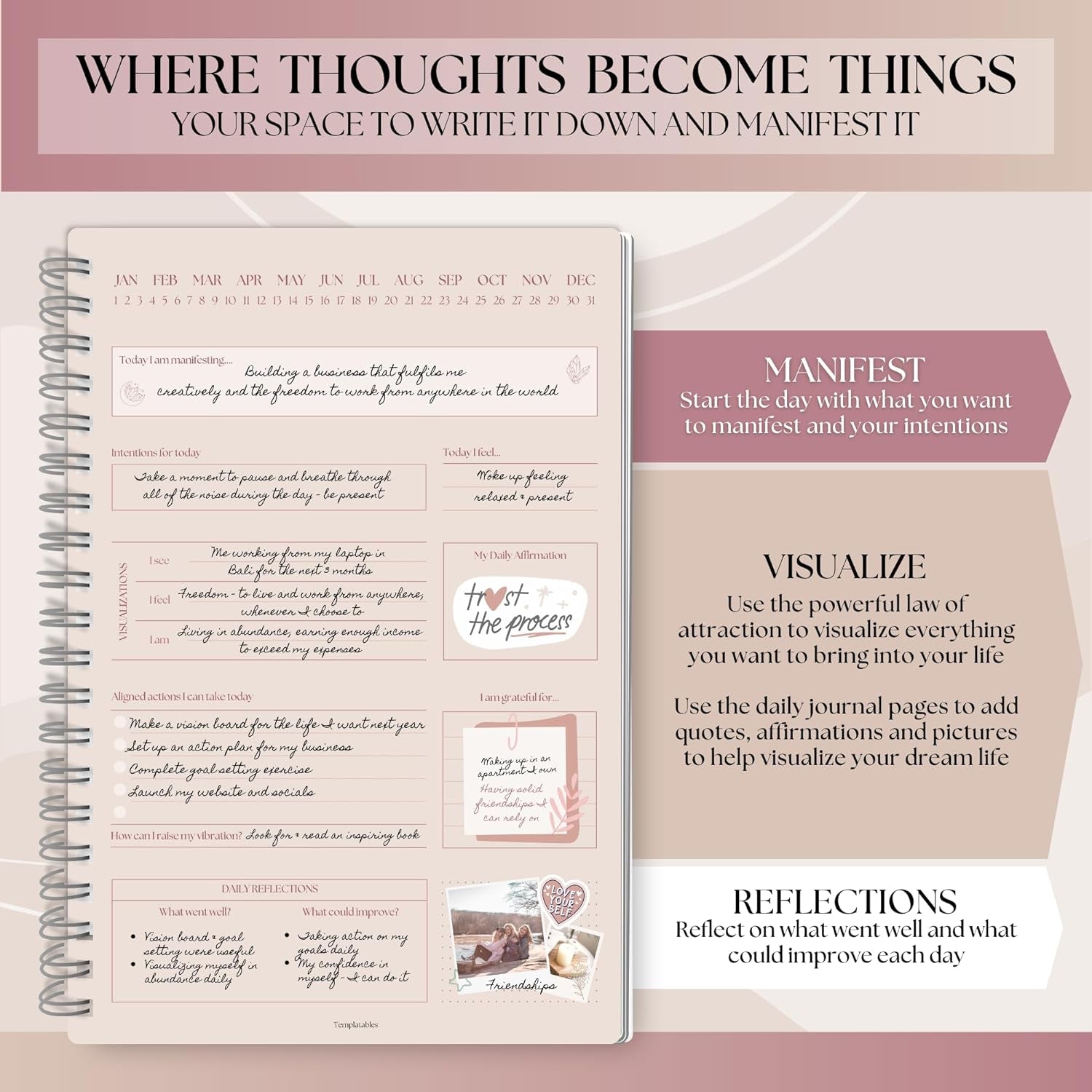 Manifestation Journal | Law of Attraction Daily Planner to Manifest Your Dream Life - A5 Lux