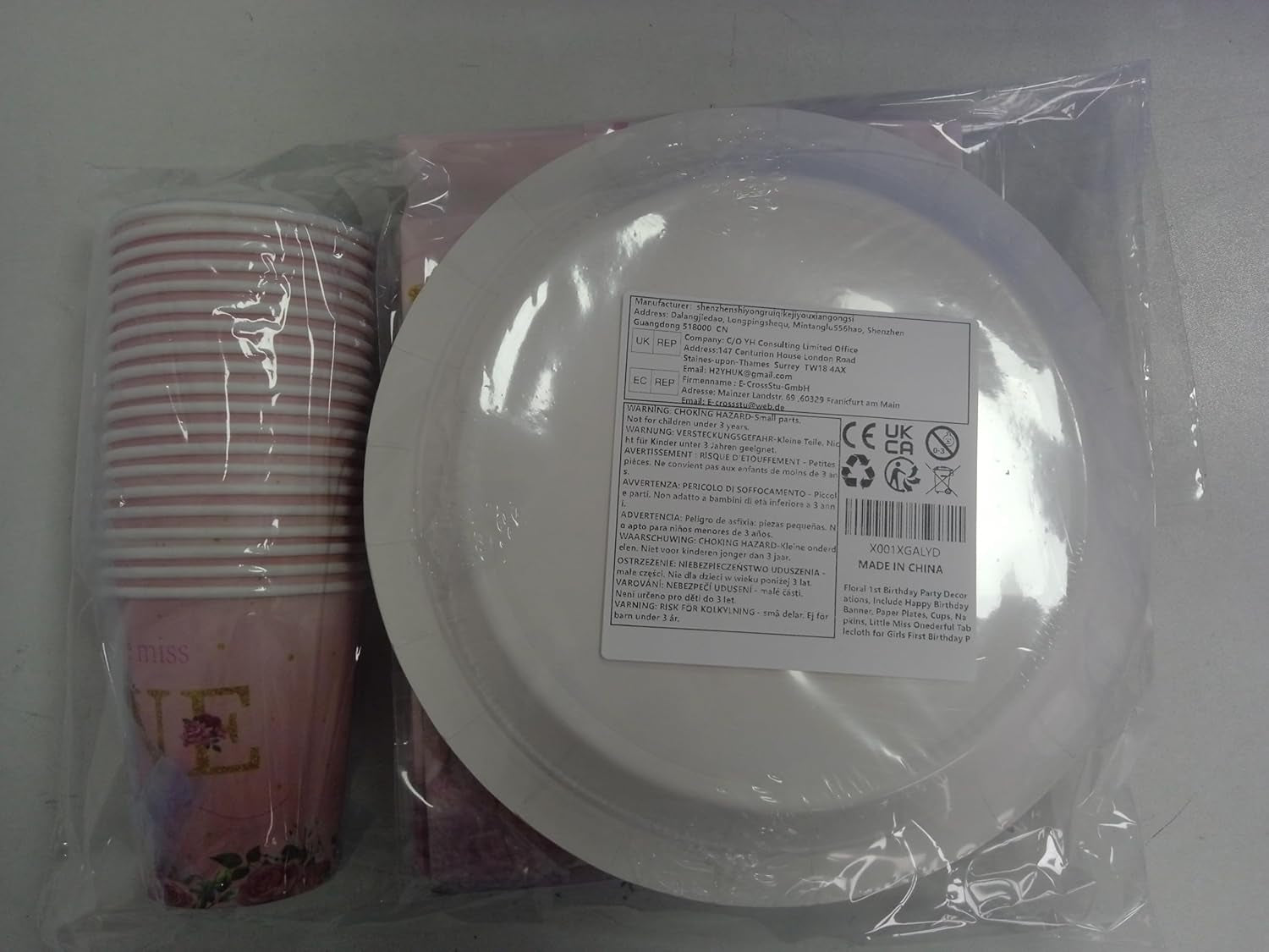 Floral 1St Birthday Party Decorations, Include Happy Birthday Banner, Paper Plates, Cups, Napkins, Little Miss Onederful Tablecloth for Girls First Birthday Party Decor Supplies, Serve 20 Guests