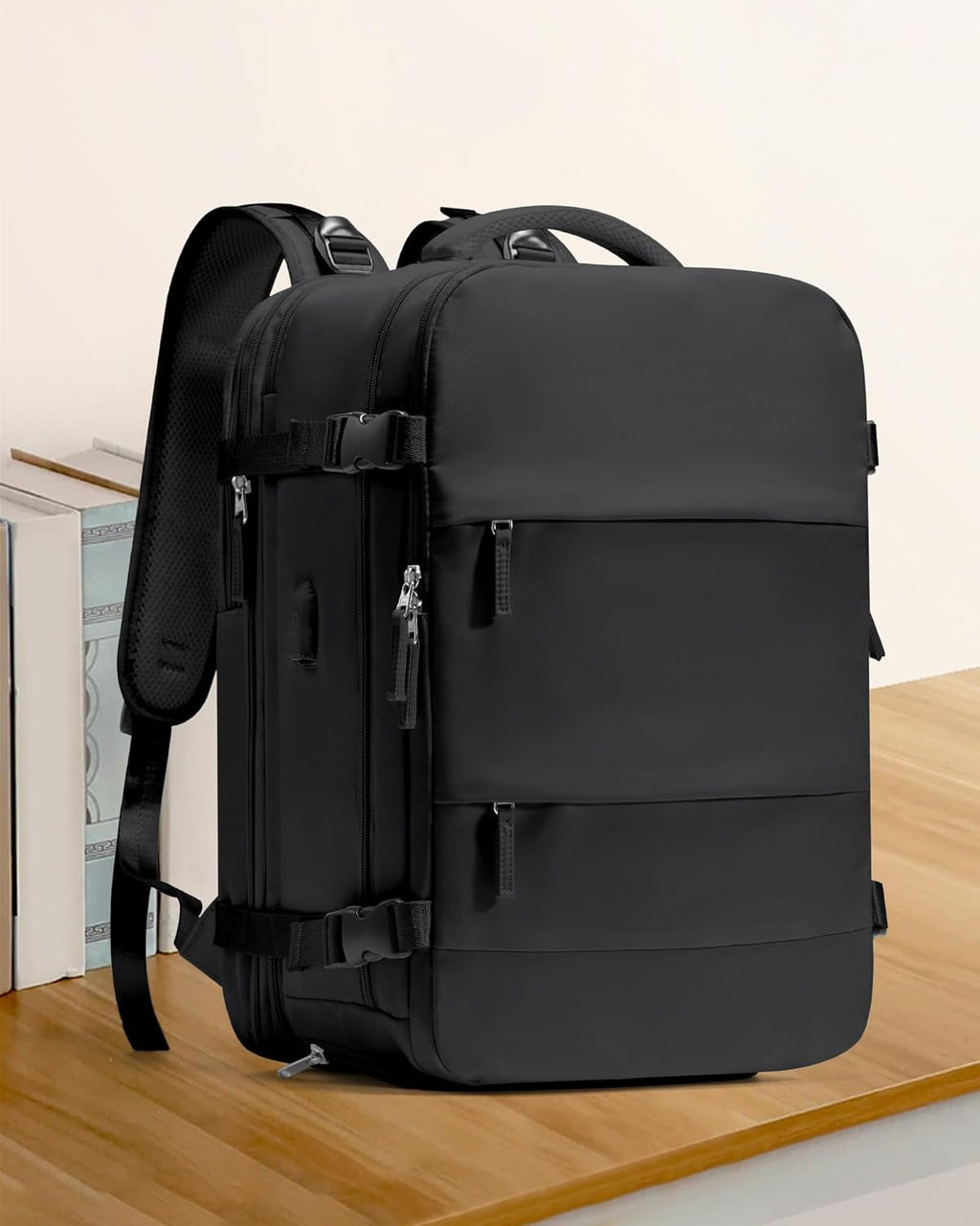 Large Travel Backpack for Women Men, Carry on Backpack,Hiking Backpack Waterproof Outdoor Sports Rucksack Casual Daypack Expandable Heavy Duty Extra Large Backpack Black Expansion