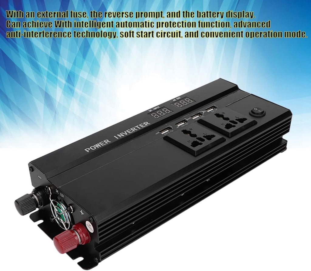 Vehicle Power Inverters, 4000W DC 12/24V to AC 220V LCD Display Car Modified Sine Wave Power Inverter Converter