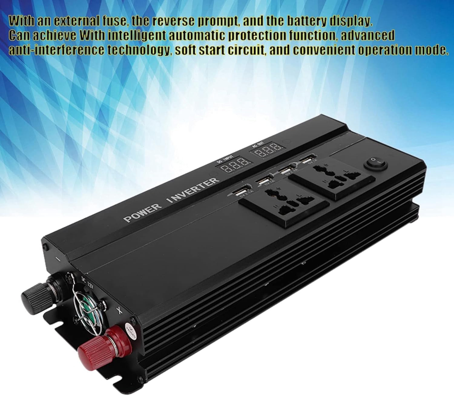 Vehicle Power Inverters, 4000W DC 12/24V to AC 220V LCD Display Car Modified Sine Wave Power Inverter Converter