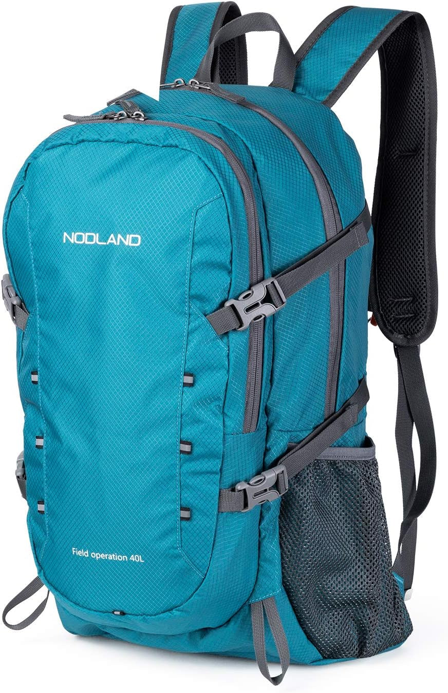 NODLAND Lightweight Backpack Travel 40L Foldable Water-Resistant Daypack, Hiking Outdoor Camping Rucksack for Men Women