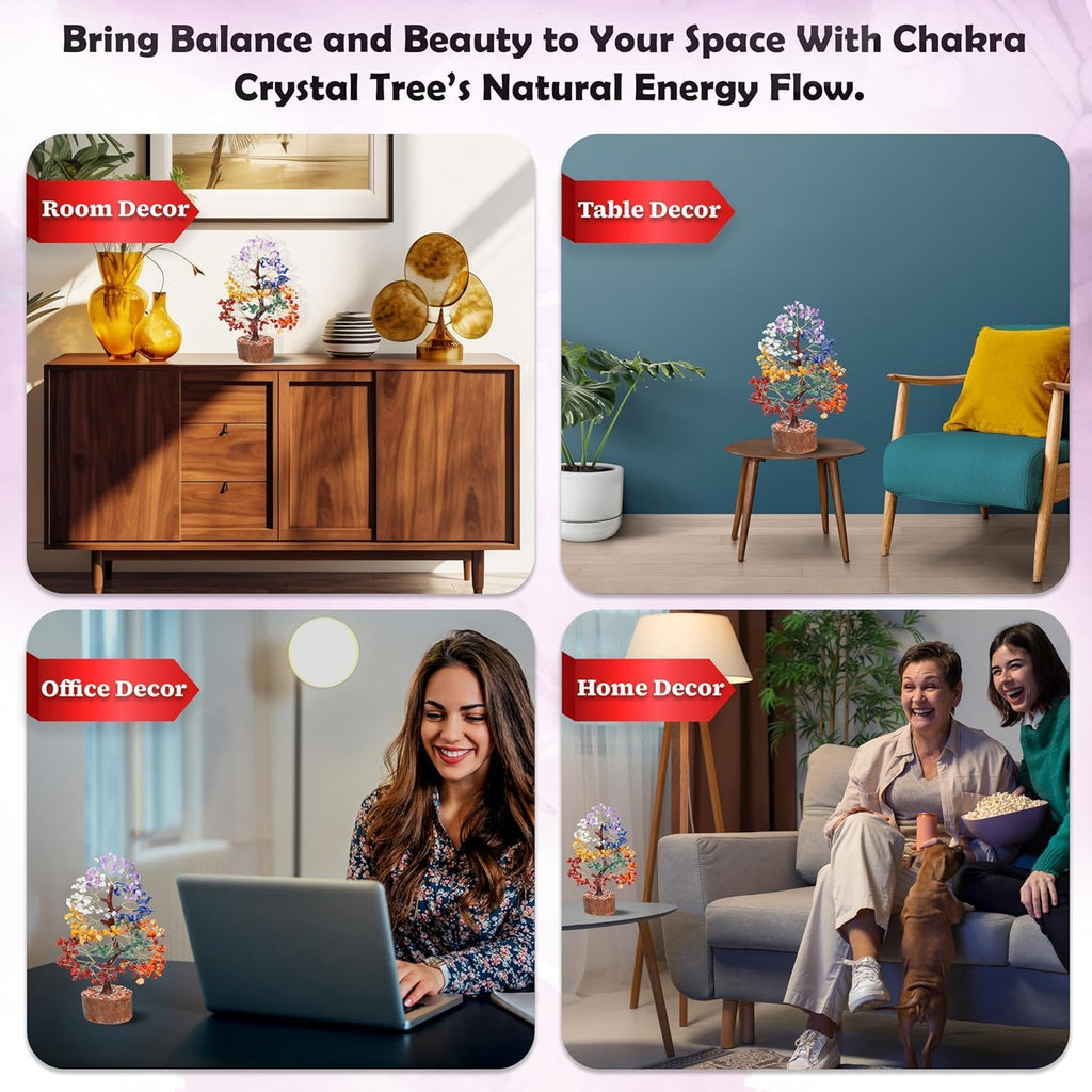 Seven Chakra Crystal Tree Birthday Gifts for Women & Men, Crystal Tree of Life Sister Birthday Gifts Home Decor Healing Crystals Gifts for Mom Positive Energy New Home House Warming Gift Women