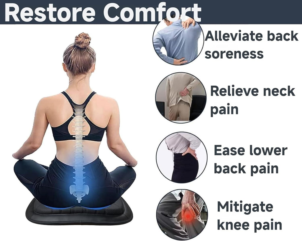 Memory Foam Seat Cushion - 3Cm Height Boost & Coccyx Pain Relief, Breathable Anti-Slip Gel Base for Car/Office Chair, Ergonomic Lumbar Support (Black)