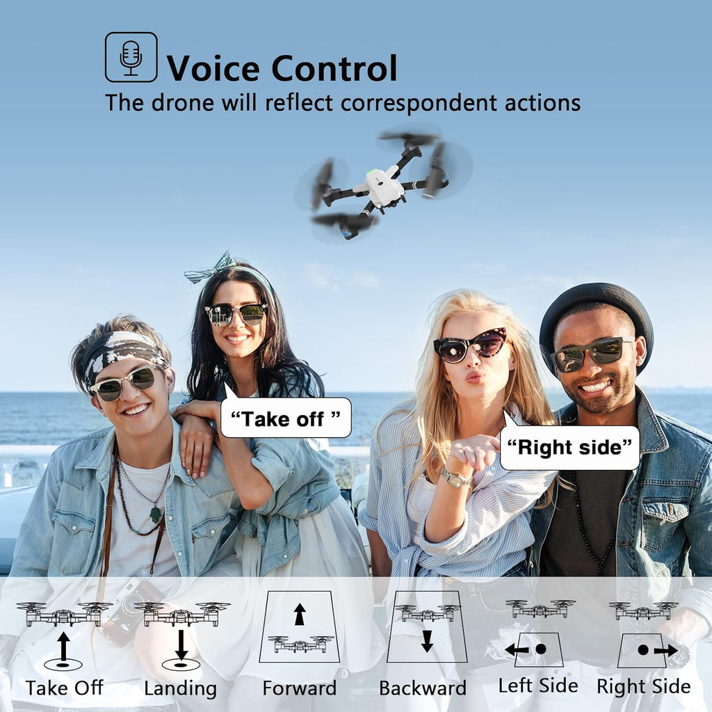 Drone with Camera for Adults & Kids, Skyquad Drone Foldable 1080P FPV Drone W/3 Batteries & Carrying Case,Rc Quadcopter of 30 Mins Flight Time,120°Fov,Voice&Gesture Control,One-Key Return,3D Flip