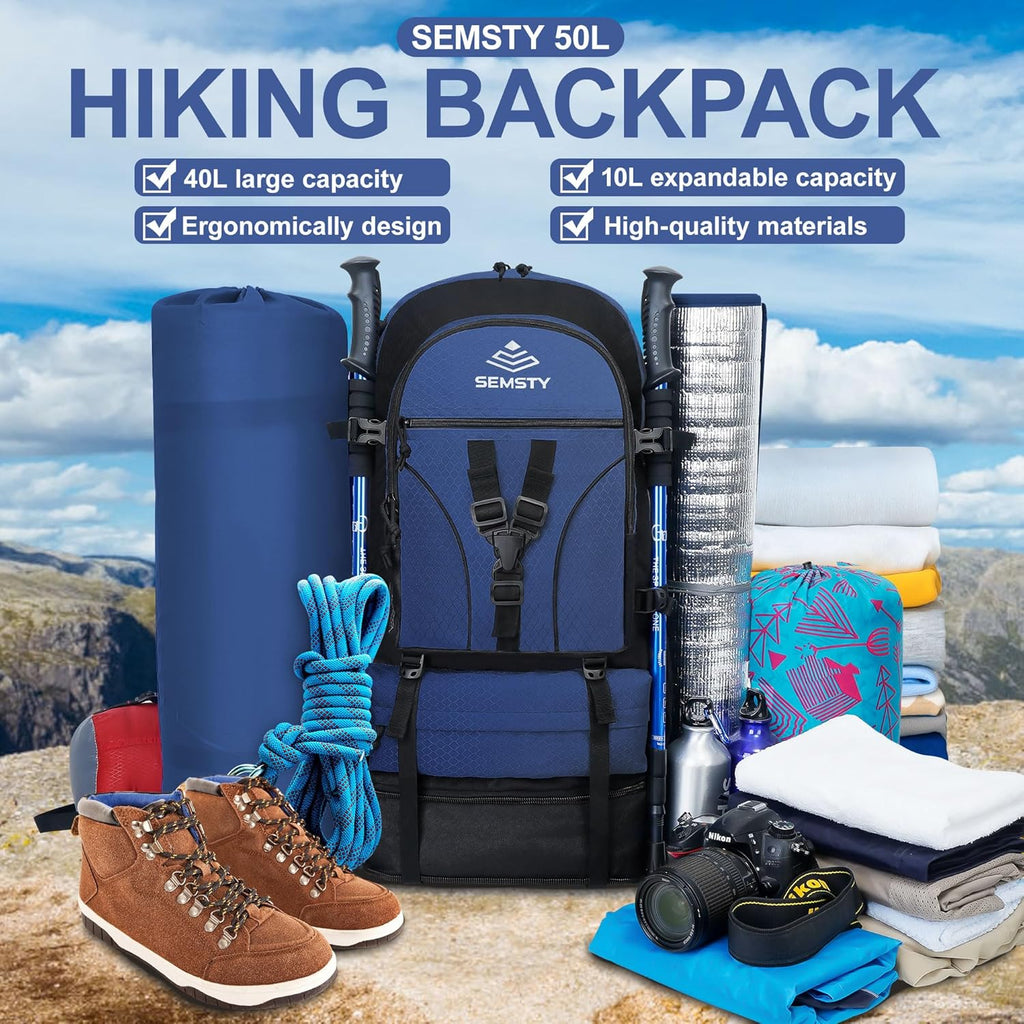 Hiking Backpack, 30L/40L/50L Expandable Hiking Backpack for Men and Women, Travel Backpack Flight Approved