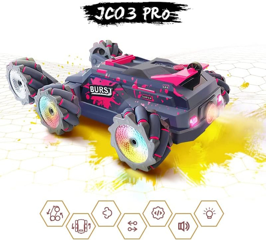 Remote Control Car for Kids, Gesture Sensing RC Stunt Car with Spray Fog Steam 2.4Ghz 4WD Toy Cars 360° Rotation Drift Hand Controlled Remote Control Cars with Lights Music for 6-12 Yr Boys Girls Red