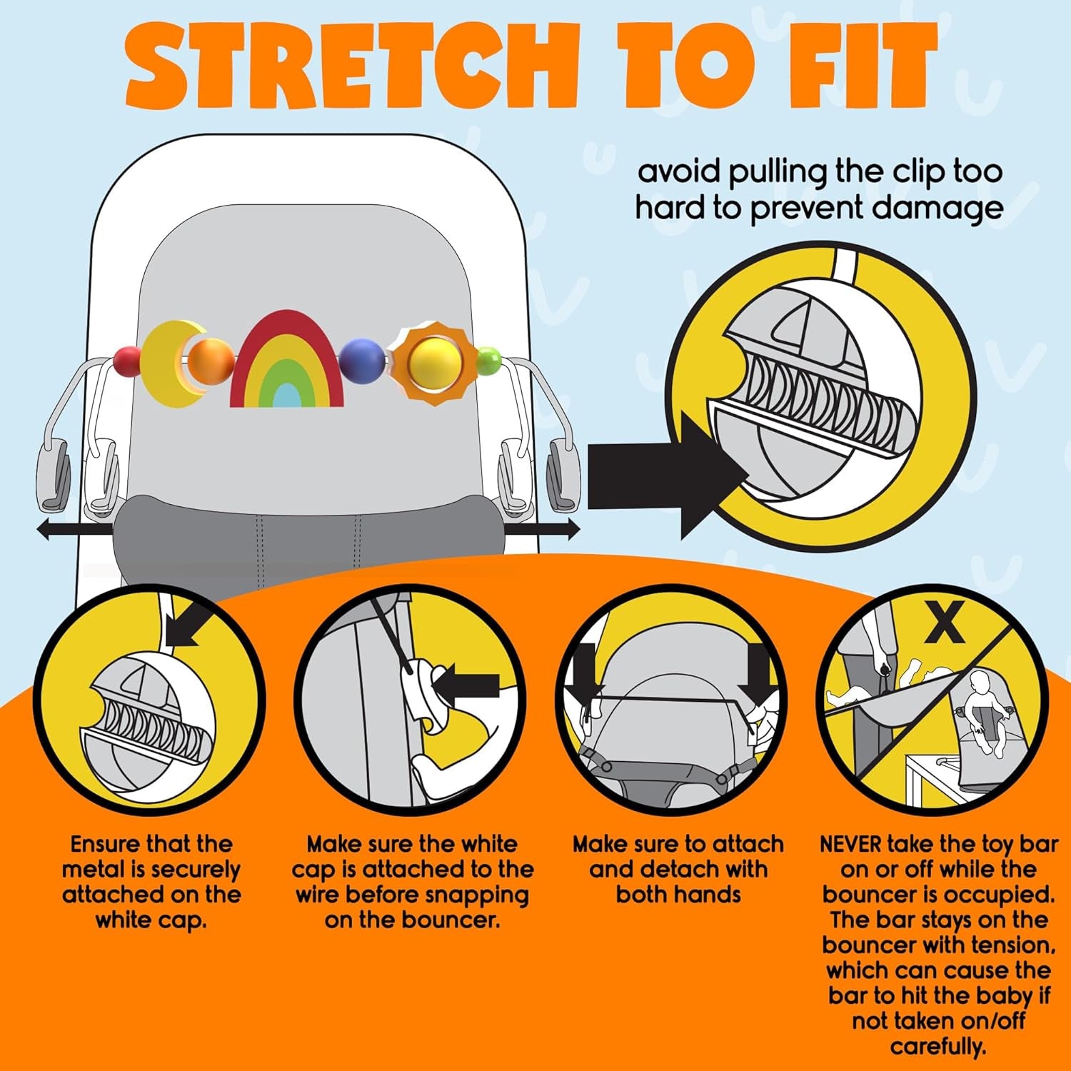 Toy Bar Compatible with Baby Bjorn Bouncer Toy Bar - Engaging Colorful Shapes - All Wood - Spinnable - Nature-Inspired Figures Bar Compatible with Baby Bjorn Bouncer