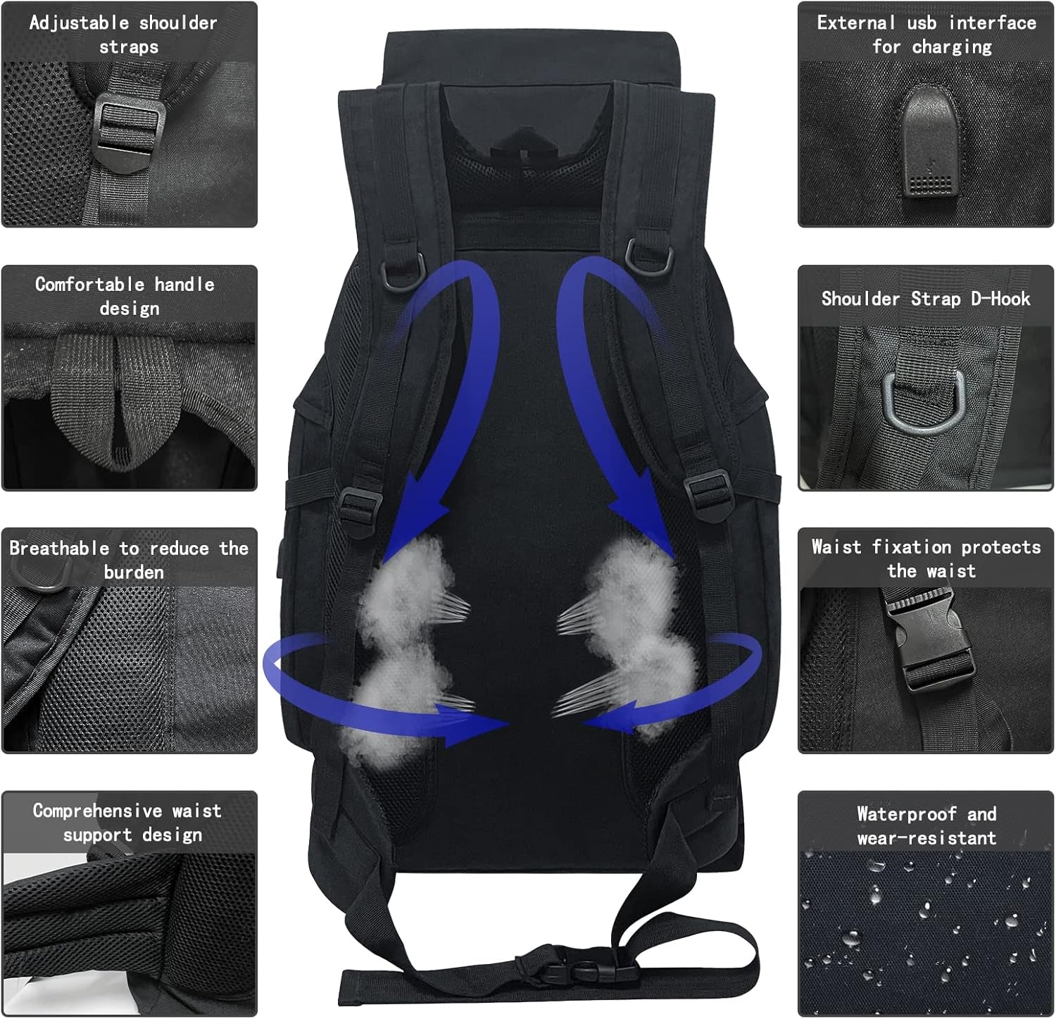 80L 100 Liters Camping Hiking Military Tactical Backpack,Water Resistant Large Travel Daypacks Outdoor MOLLE Rucksack