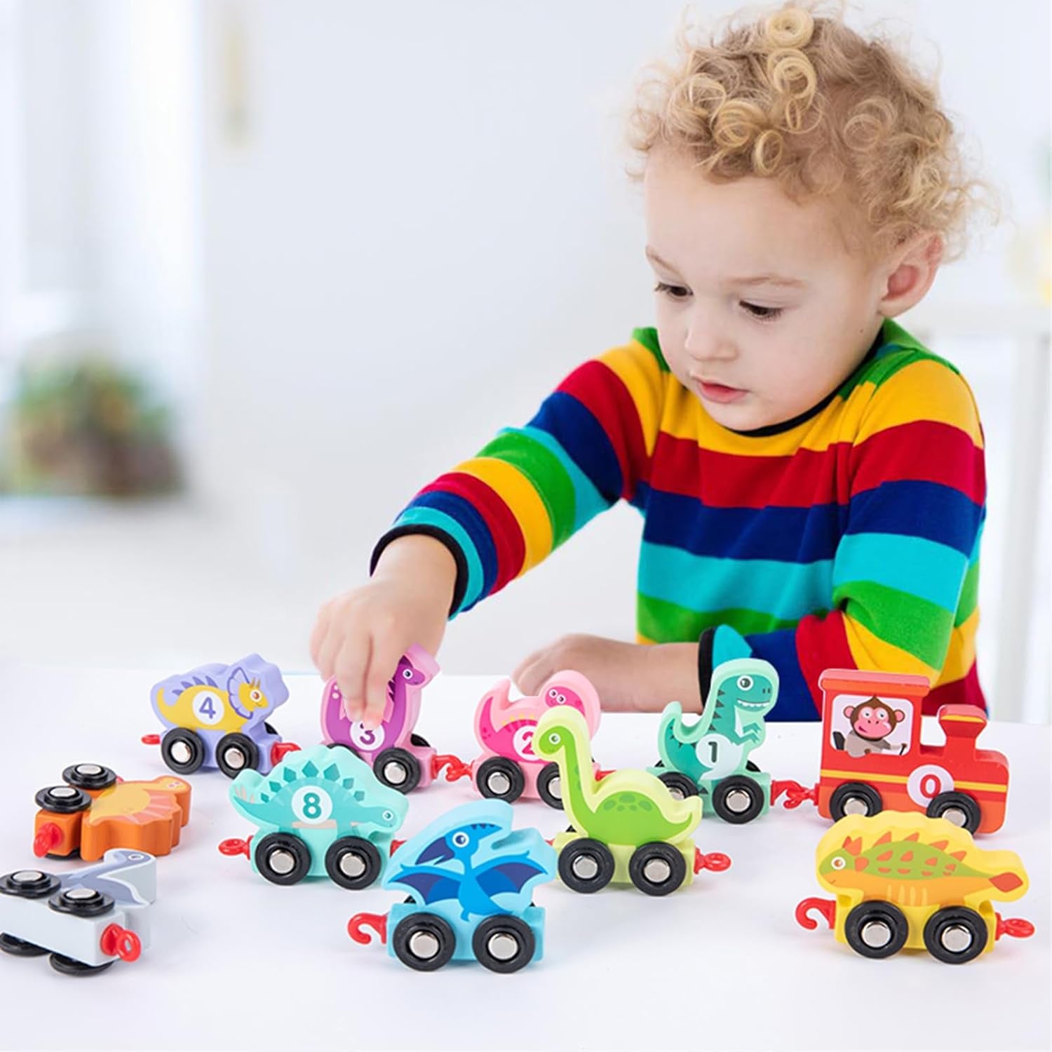 Toddler Toys for 2-4 Year Old Boys & Girls - Wooden Train, Dinosaur & Montessori Educational Toys