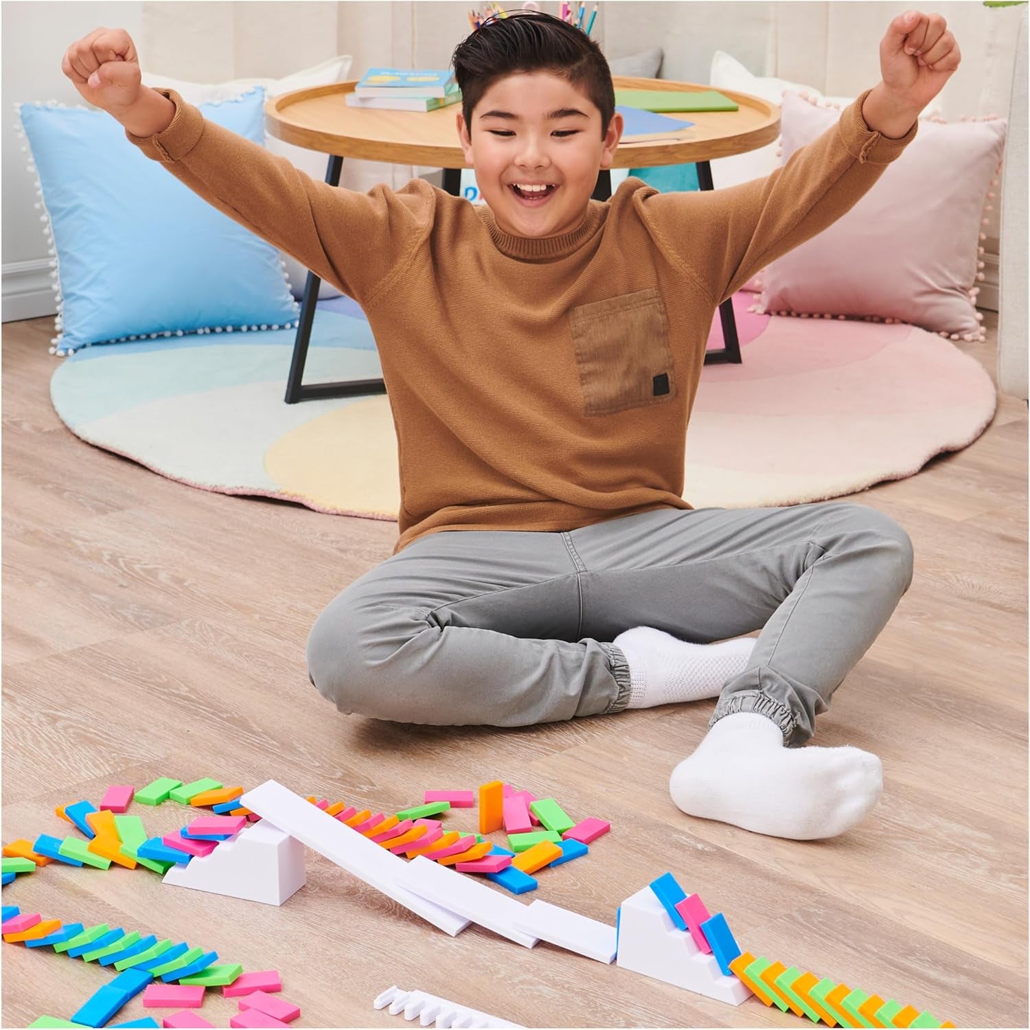 , Lily Hevesh H5 Domino Creations 100-Piece Neon Dominoes Set, Building Toys for Kids & Family, Classic Activity Game, 1 & up Players, for Ages 5 & Up