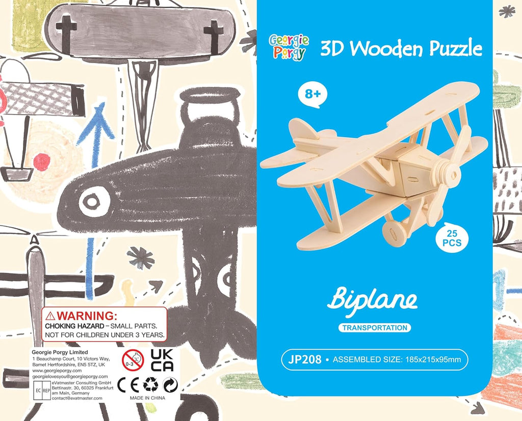 Kids Toys Construction Woodcraft Kits 3D Wooden Model Puzzle Kits Birthday Gifts Pack of 3 Jigsaw (Biplane Off-Road Vehicle Yacht)