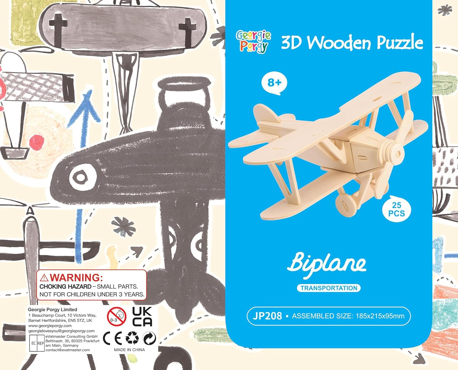 Kids Toys Construction Woodcraft Kits 3D Wooden Model Puzzle Kits Birthday Gifts Pack of 3 Jigsaw (Biplane Off-Road Vehicle Yacht)