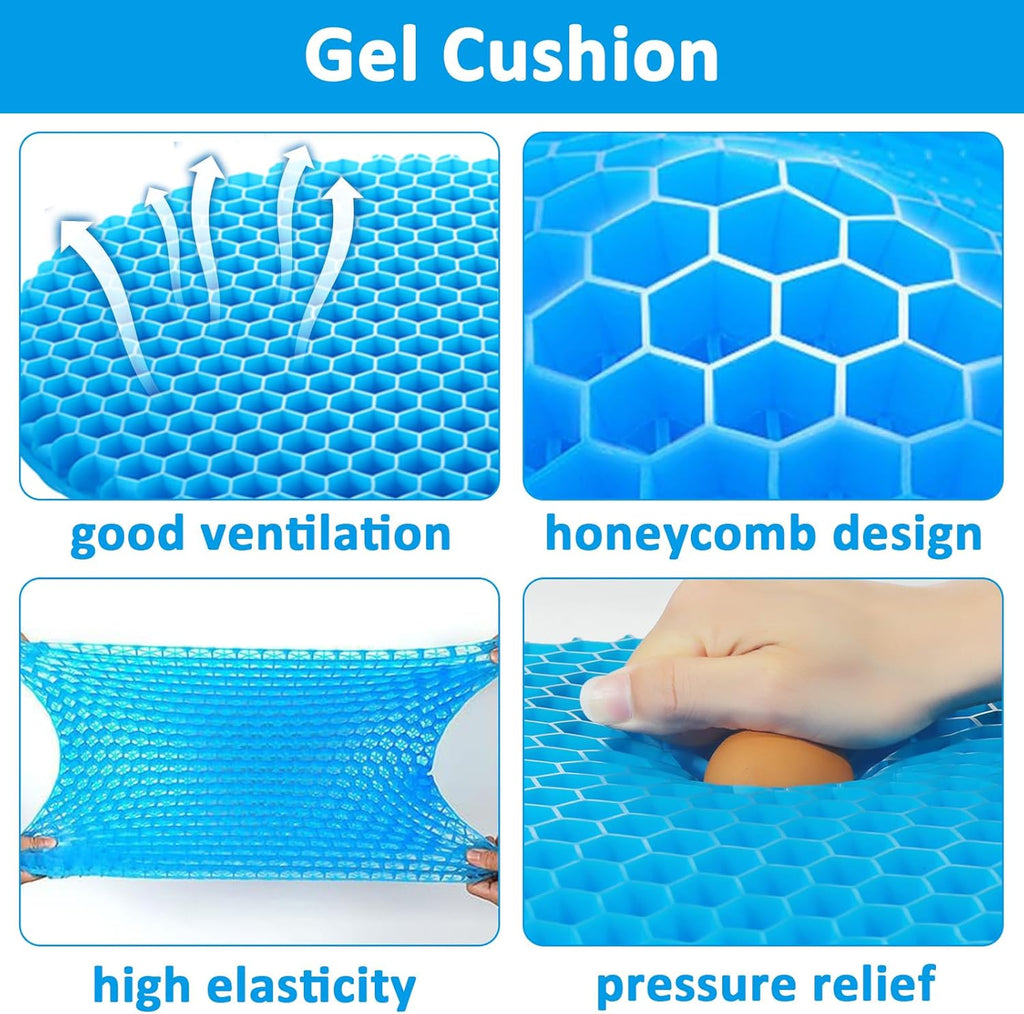 Gel Cushion for Sitting, Soft Sitter Cushion, Gel Cushion for Sitting Gel Seat Cushion for Long Sitting Breathable Cool Double Thick Seat Cushion Cushion for Office Chair Car Wheelchair