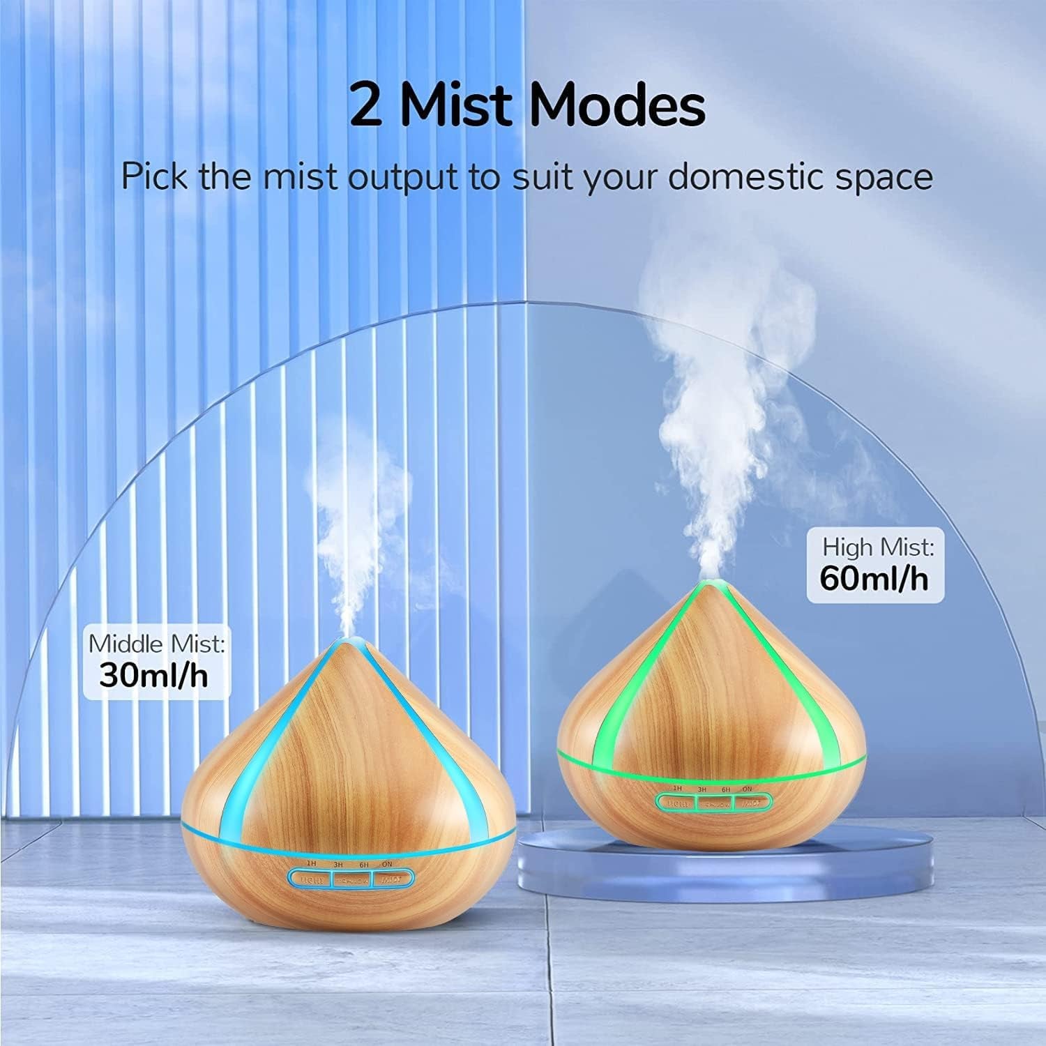 500ML Scented Oil Diffusers with 8 Essential Oils Set, Aromatherapy Diffusers Air Freshener, Diffusers with Remote Control, 4 Timer, Auto-Waterless Shut-Off for Bedroom, Large Room