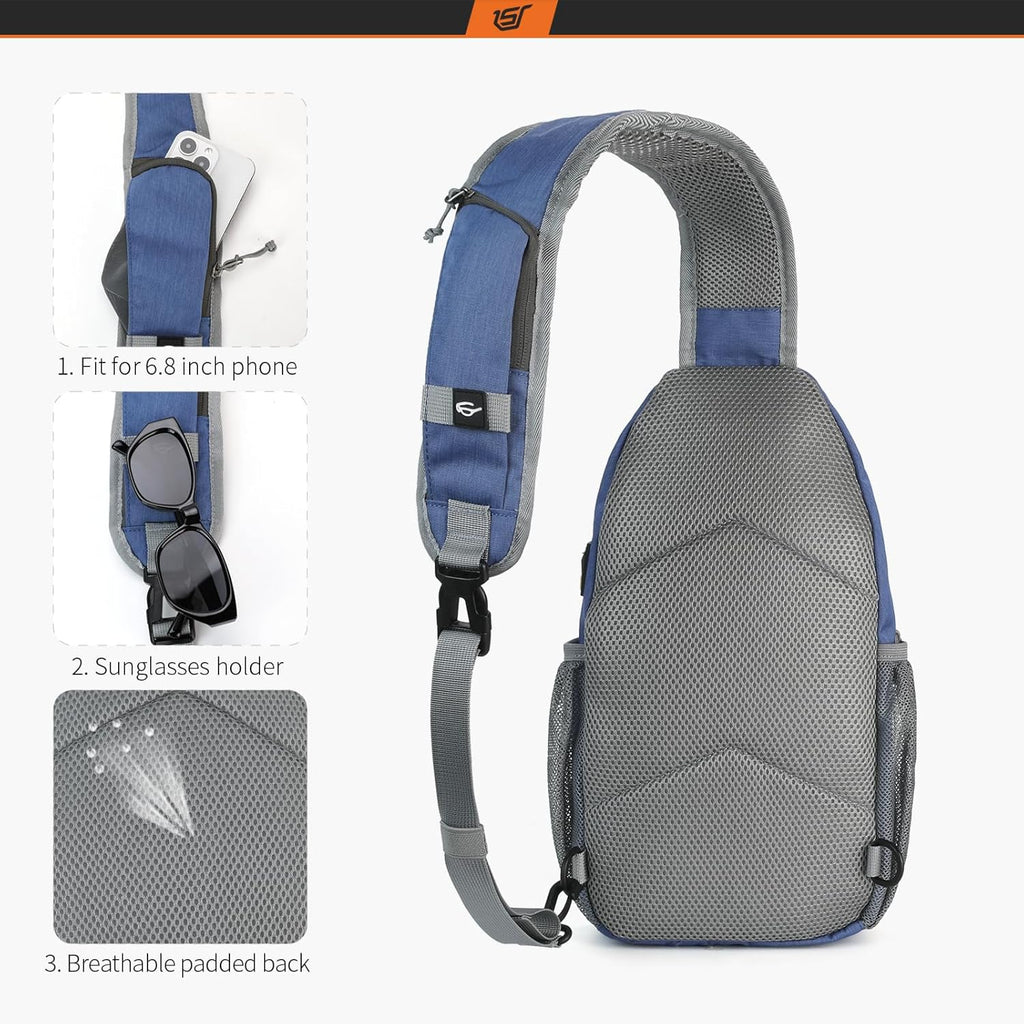 Sling Bag Crossbody Backpack - Chest Shoulder Cross Body Bag Travel Hiking Casual Daypack for Women Men(Royalblue)