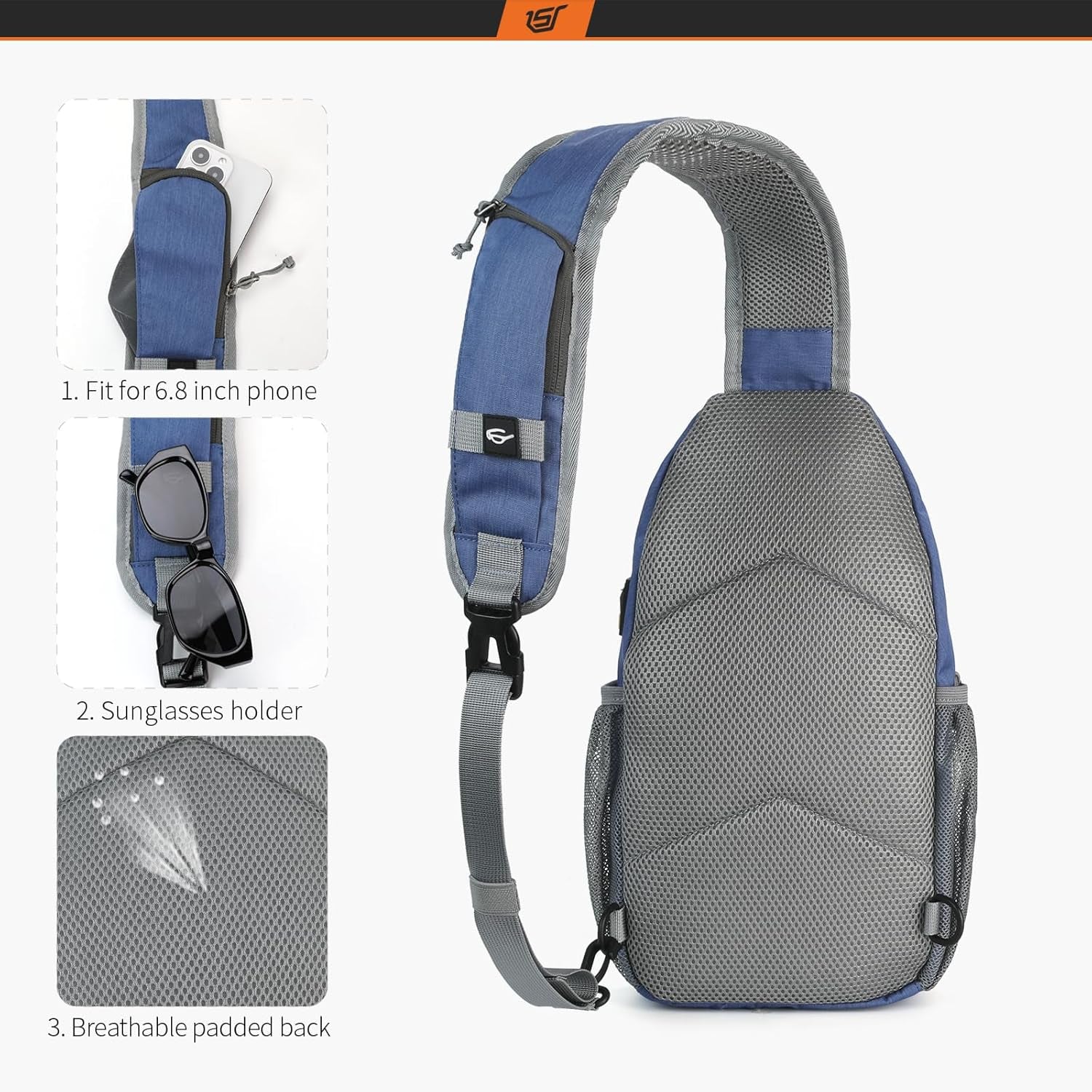 Sling Bag Crossbody Backpack - Chest Shoulder Cross Body Bag Travel Hiking Casual Daypack for Women Men(Royalblue)