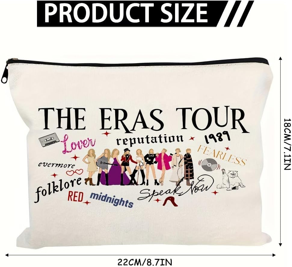 Small Makeup Bag for Handbag, Travel Toiletry Organiser, Makeup Brush Pouch Cosmetic Bags, Music Alphabet Animal Theme Bag, Compact Portable Storage for Women Girls