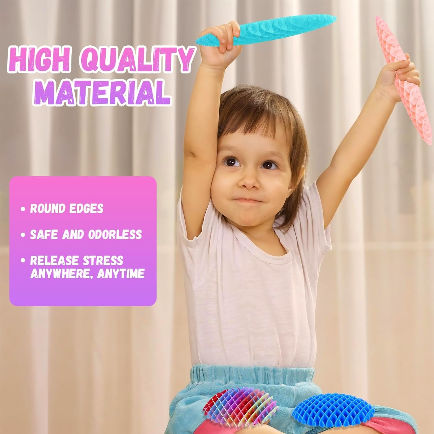 Fidget Worm Toy,Blue Worm Big Fidget Toys Adults and Kids, Funny Stretchy Sensory Stress Toys, Fidget Sensory Squeeze Toys, Relieves Stress and Anxiety Finger Toys for Kids with Autism ADHD