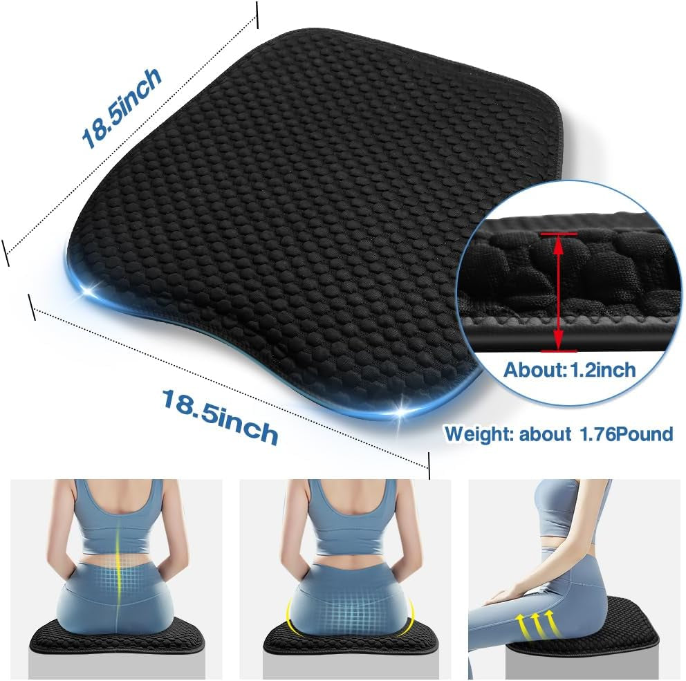 Car Seat Cushion Driver Seat Cushion, Gel Seat Cushion for Car, Office Chair and Home Chair (47 X 47Cm)