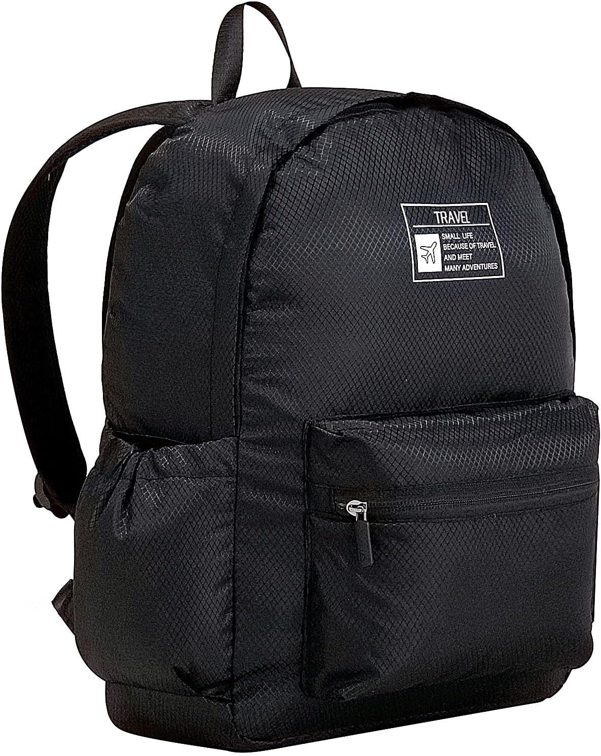15L Packable Lightweight Backpack for Women Men Water Resistant Foldable Hiking Travel Camping Daypack (Black)