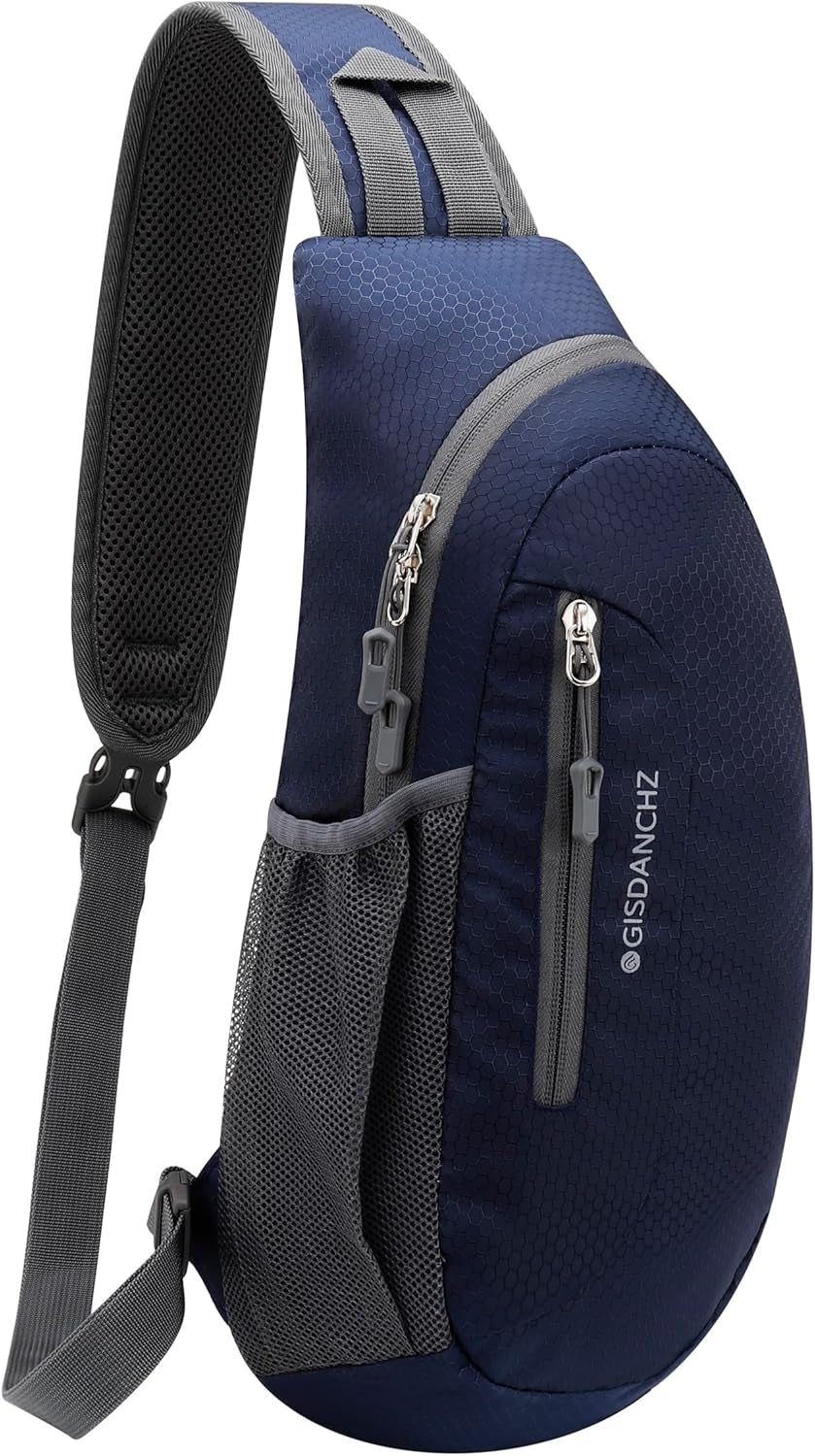 Unisex Honeycomb Jacquard Small Sling Bag Slim Sling Backpack Crossbody Chest Bag for Hiking Travel