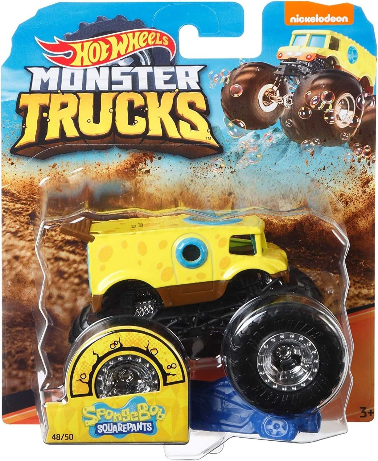 Monster Trucks Set, 1 Toy Truck in 1:64 Scale & 1 Crushable Car, Vehicle Play for Kids & Collectors (Styles May Vary)