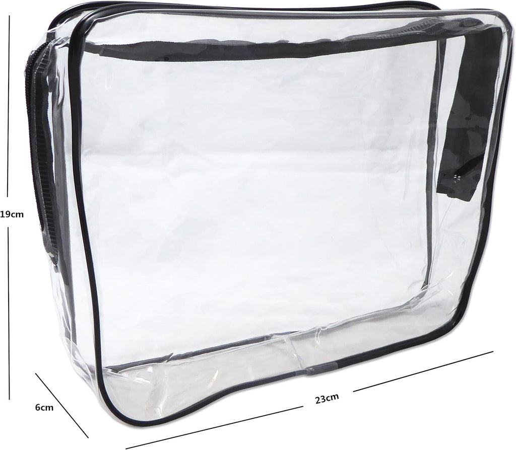 2 X Clear Toiletry Bags ~ Cosmetics PVC Travel Liquids Transparent Zip Luggage (2 Medium Bags)